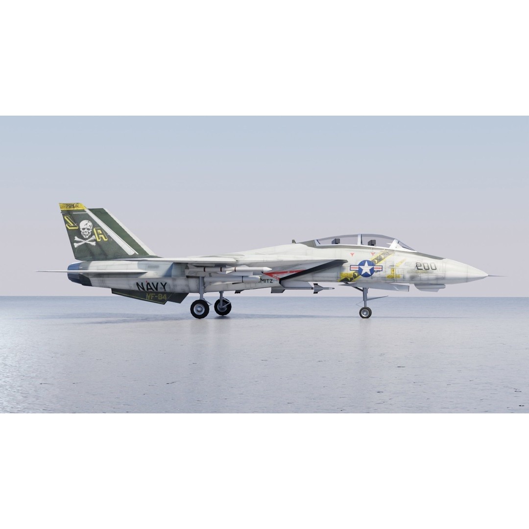 Grumman F-14 Tomcat 3D Model – Low Poly Rigged Aircraft, FBX - View 9