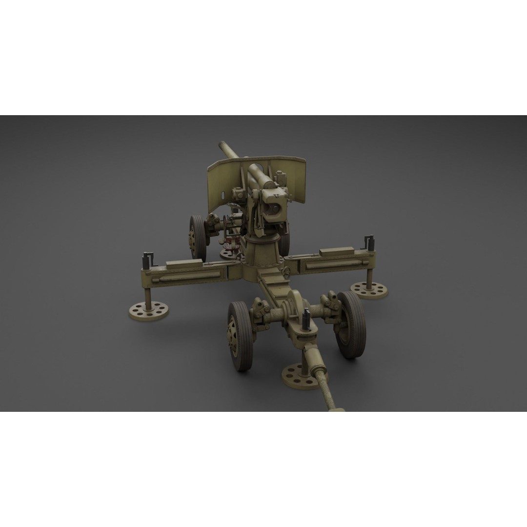 Luftvarnskanon M37 3D Model – Low Poly Anti Air Gun, FBX, Blender