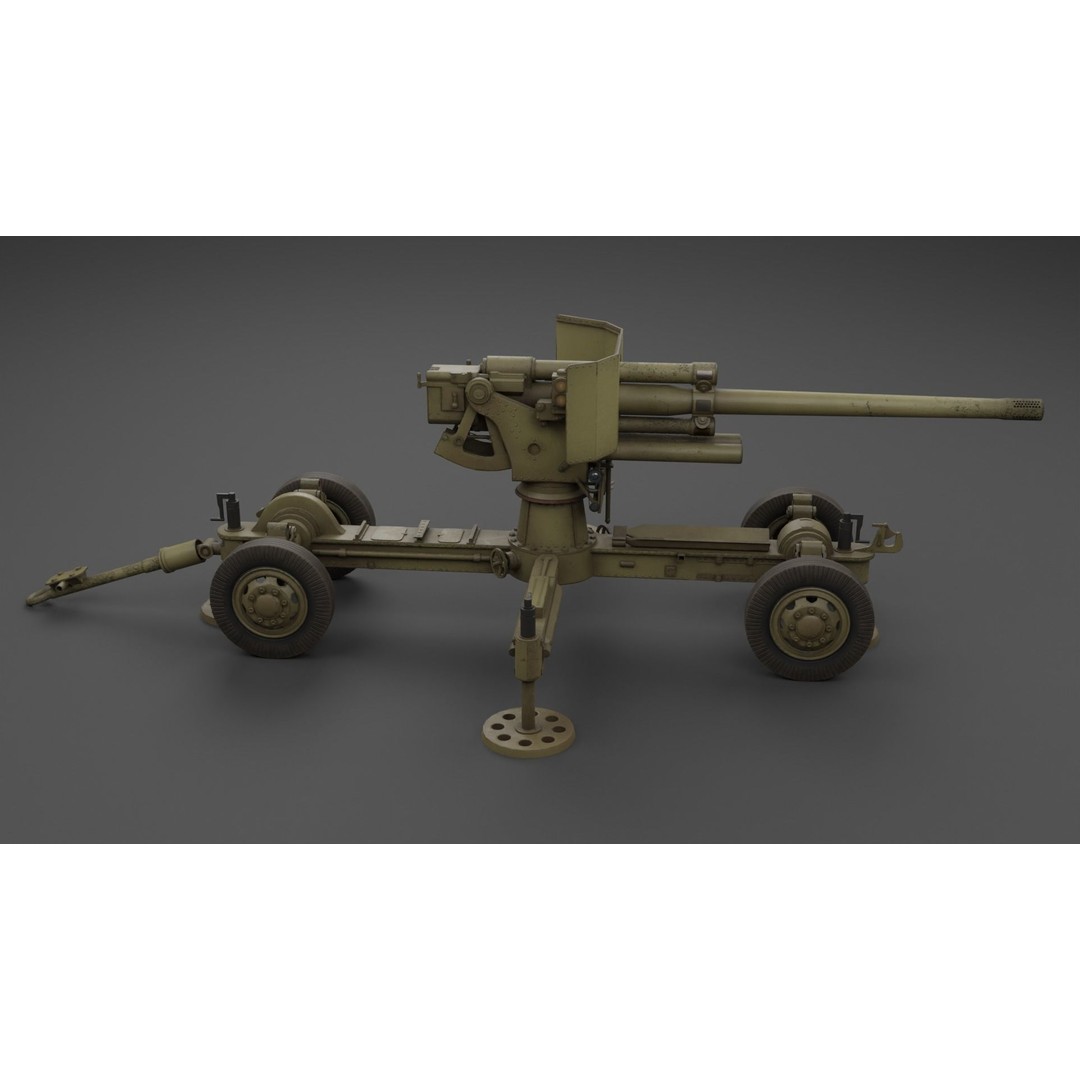 Luftvarnskanon M37 3D Model – Low Poly Anti Air Gun, FBX, Blender - View 18