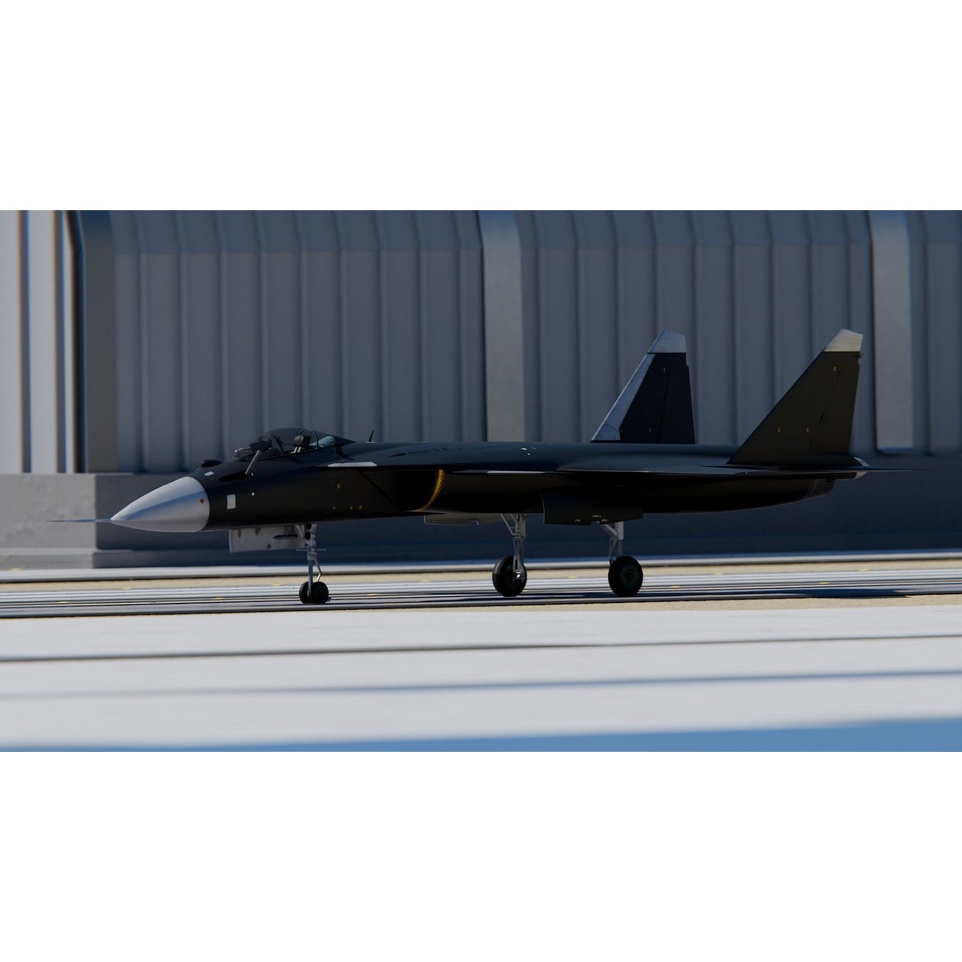 Sukhoi Su-47 3D Model – High Poly Military Aircraft, PBR Textures, FBX - View 3