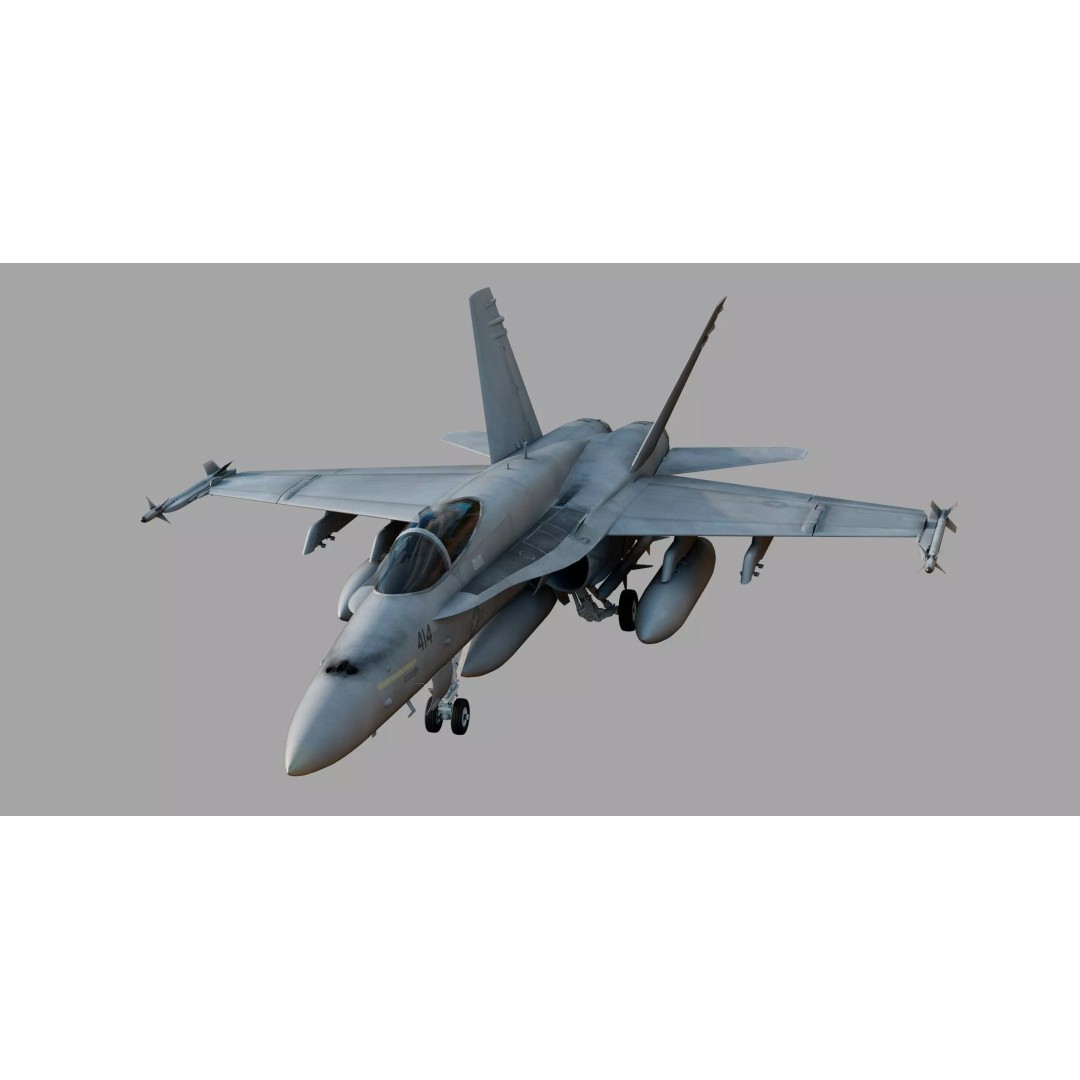 McDonnell Douglas F/A-18 Hornet 3D Model – Game-Ready Aircraft, FBX, Blender - View 10