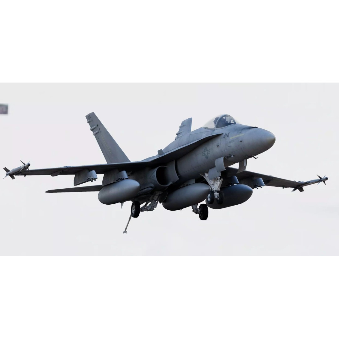 McDonnell Douglas F/A-18 Hornet 3D Model – Game-Ready Aircraft, FBX, Blender - View 2