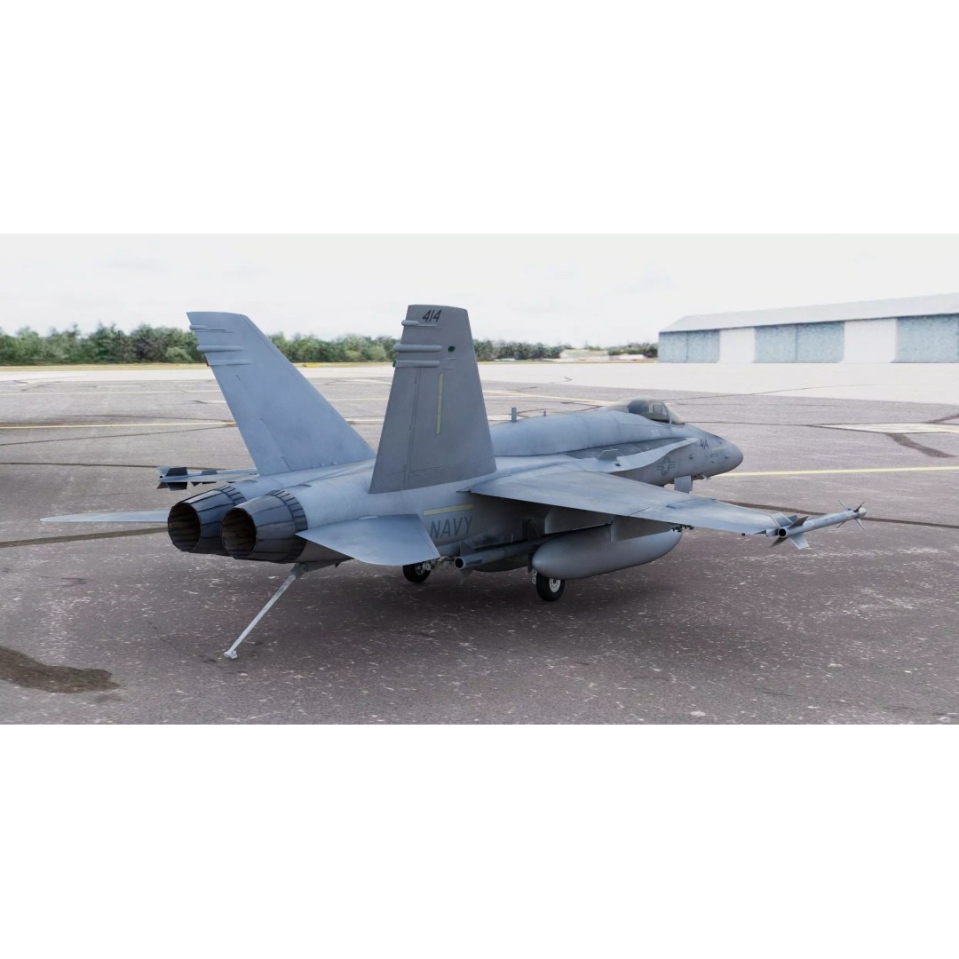 McDonnell Douglas F/A-18 Hornet 3D Model – Game-Ready Aircraft, FBX, Blender - View 4