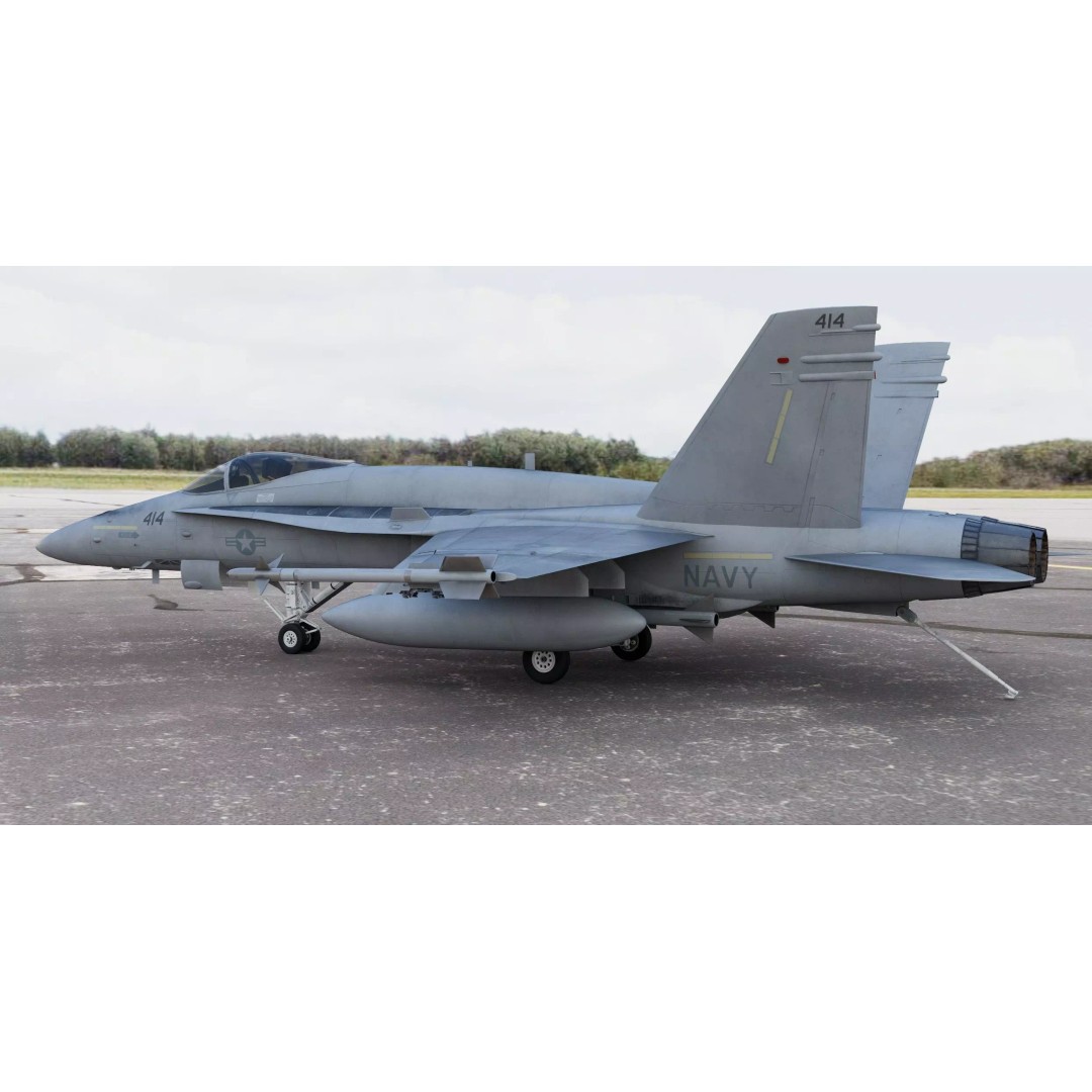 McDonnell Douglas F/A-18 Hornet 3D Model – Game-Ready Aircraft, FBX, Blender - View 5