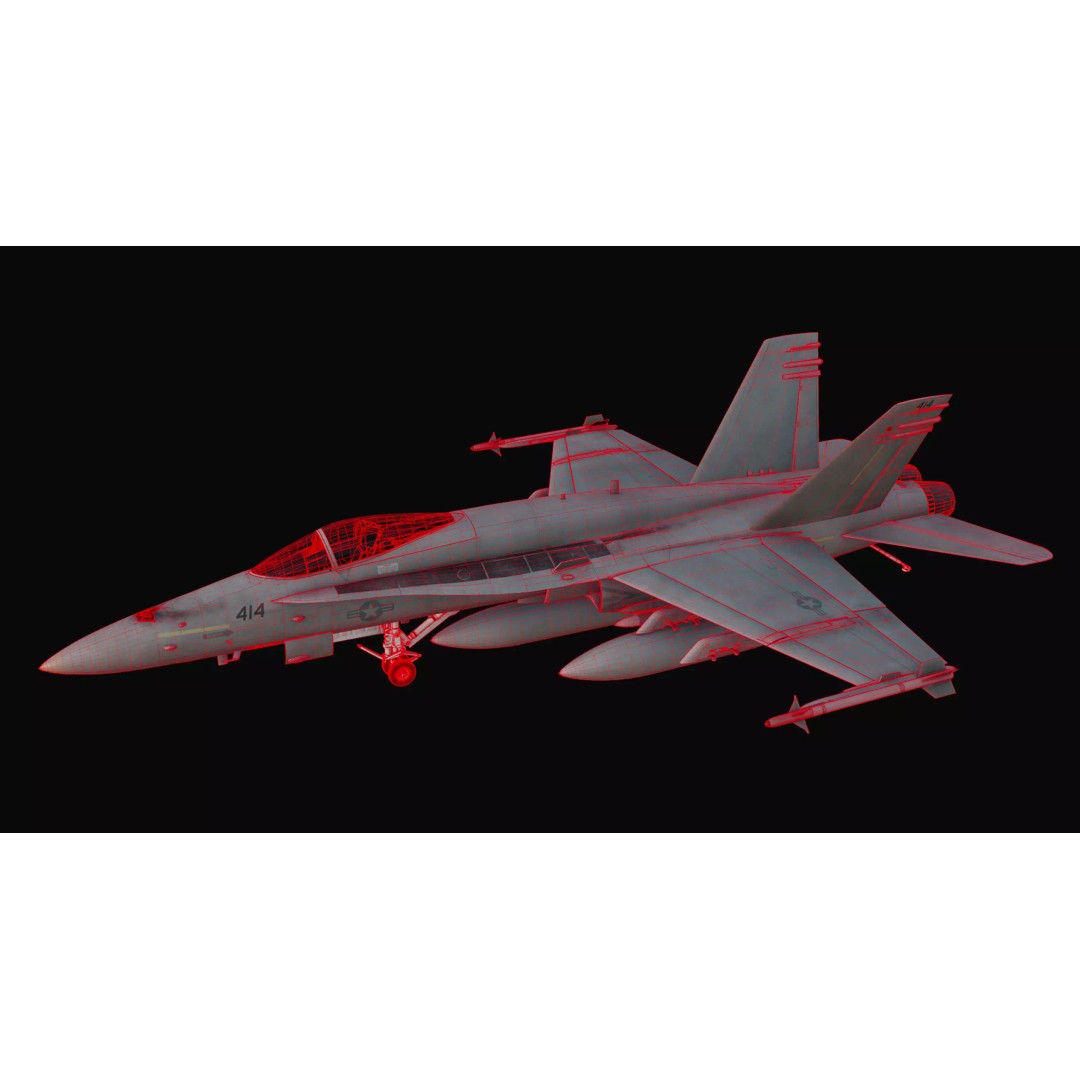 McDonnell Douglas F/A-18 Hornet 3D Model – Game-Ready Aircraft, FBX, Blender - View 8