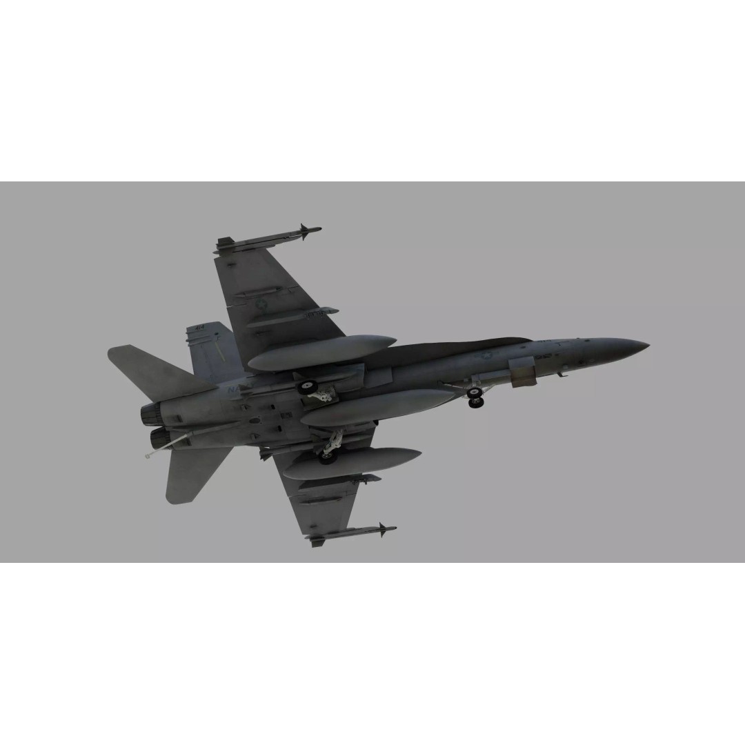 McDonnell Douglas F/A-18 Hornet 3D Model – Game-Ready Aircraft, FBX, Blender - View 9