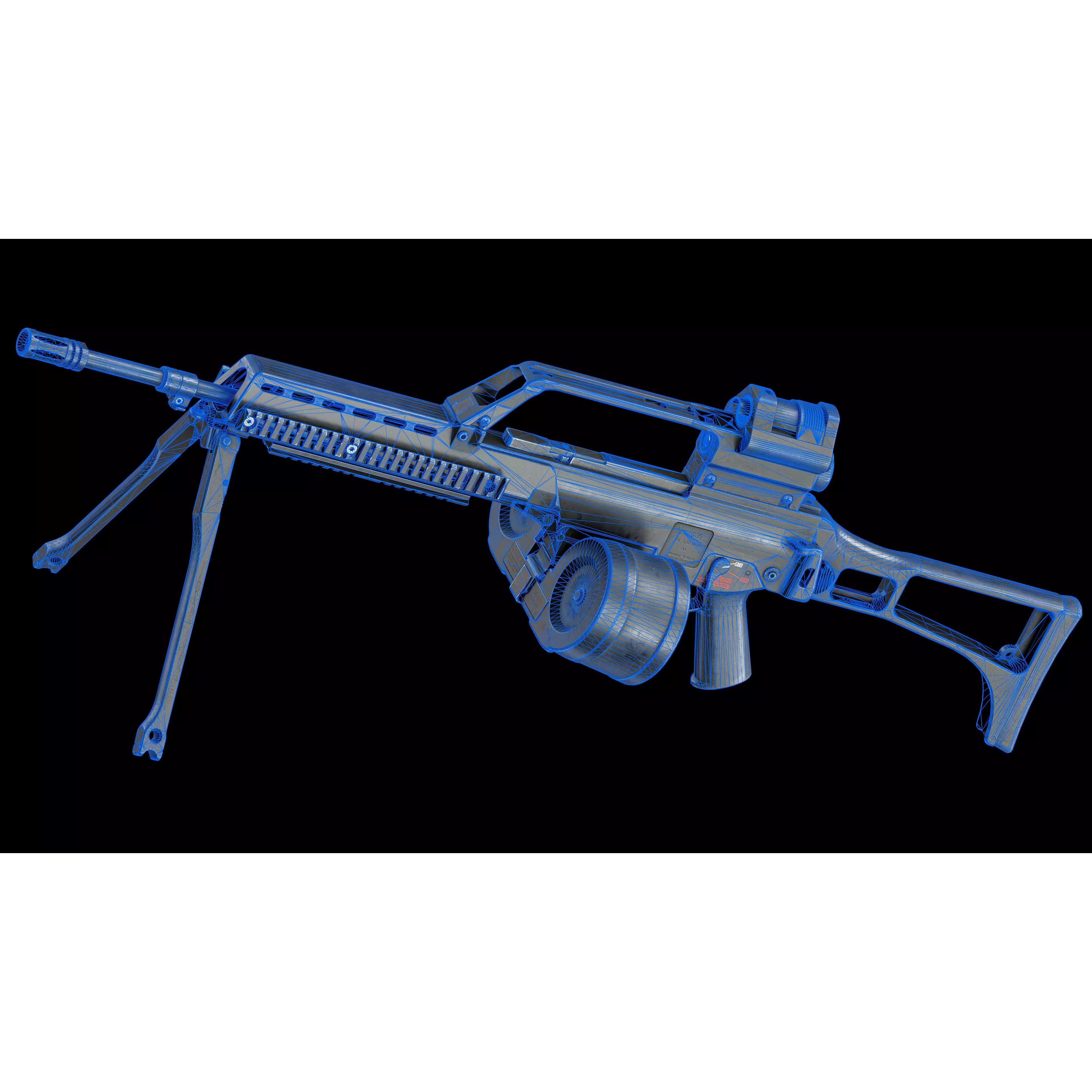 HK G36 Machine Gun - Low-Poly Game-Ready 3D Model - View 23