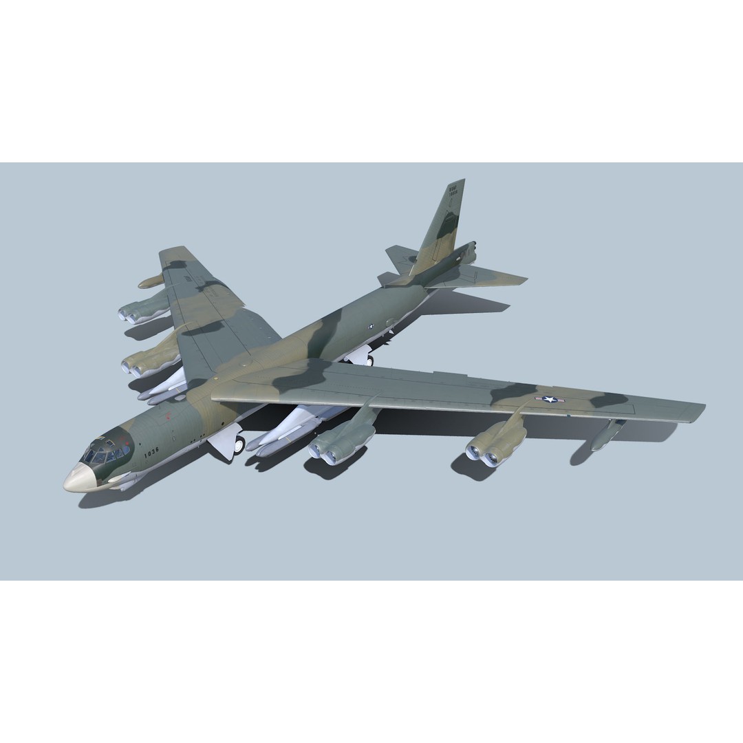 Boeing B-52H Stratofortress 3D Model – PBR Military Aircraft, FBX - View 10
