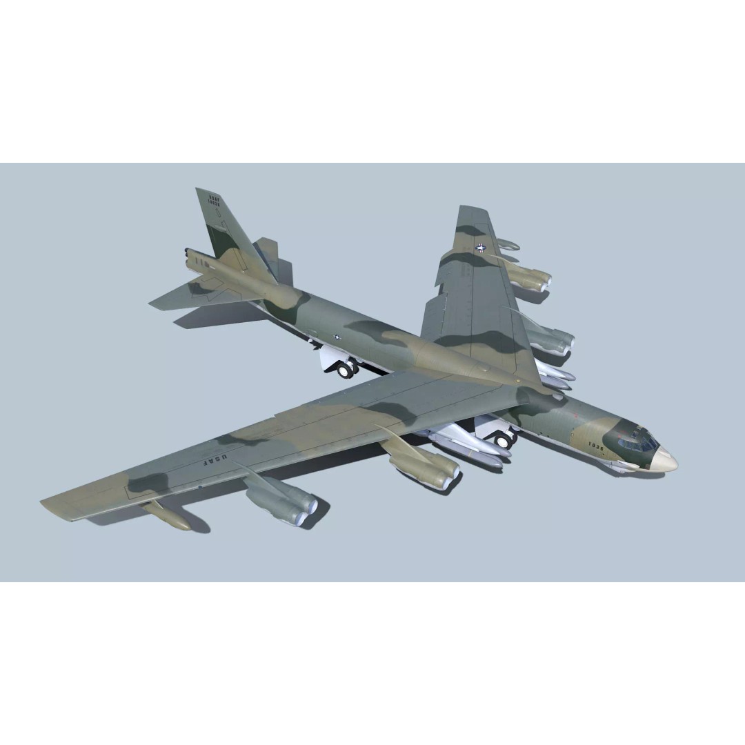 Boeing B-52H Stratofortress 3D Model – PBR Military Aircraft, FBX - View 2