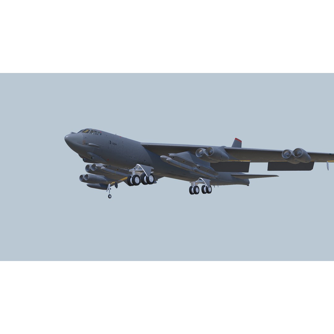Boeing B-52H Stratofortress 3D Model – PBR Military Aircraft, FBX - View 23