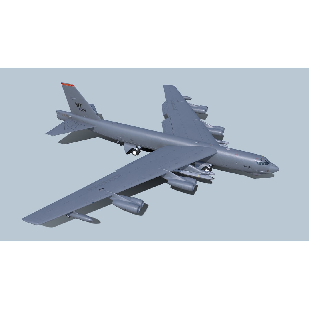 Boeing B-52H Stratofortress 3D Model – PBR Military Aircraft, FBX - View 3