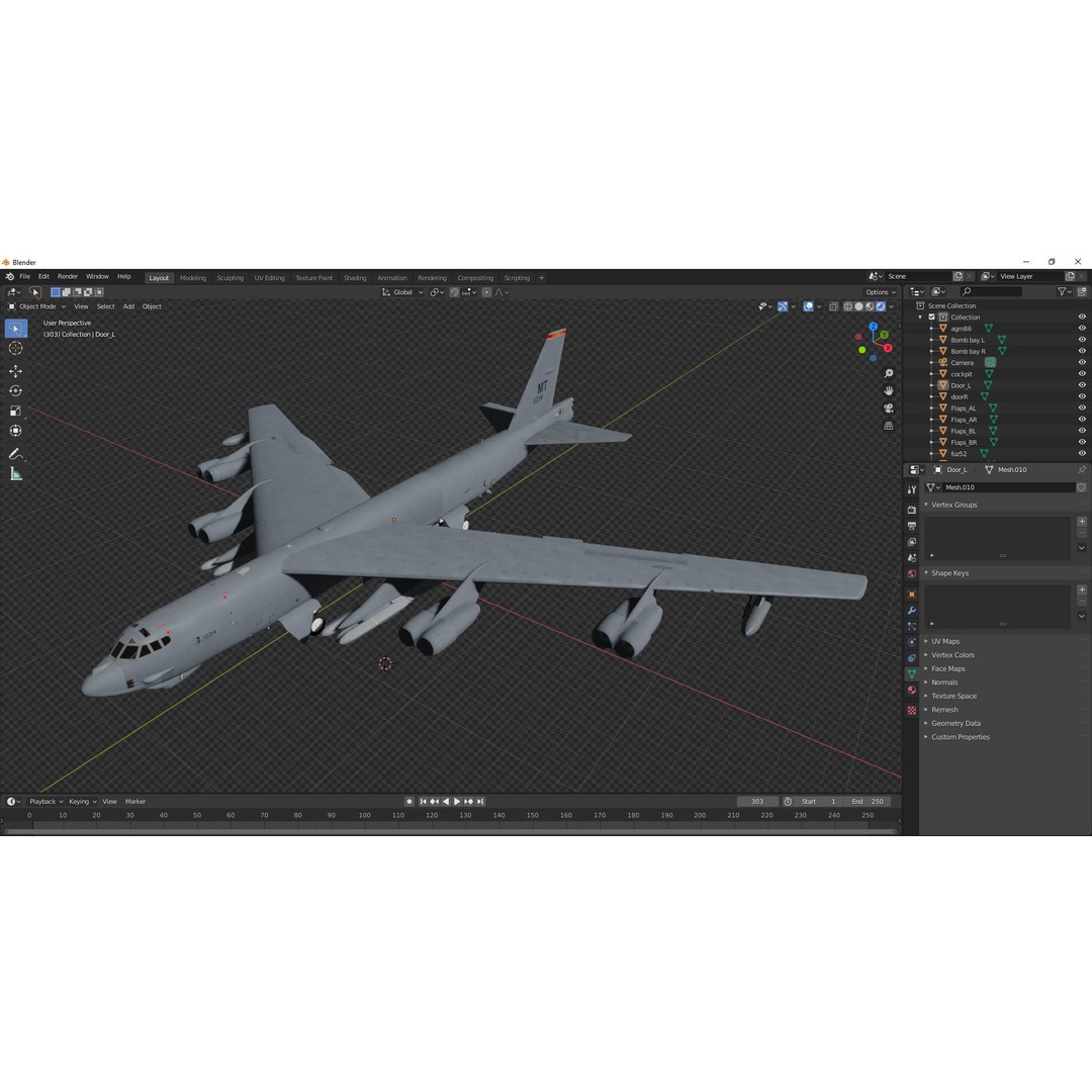 Boeing B-52H Stratofortress 3D Model – PBR Military Aircraft, FBX - View 30