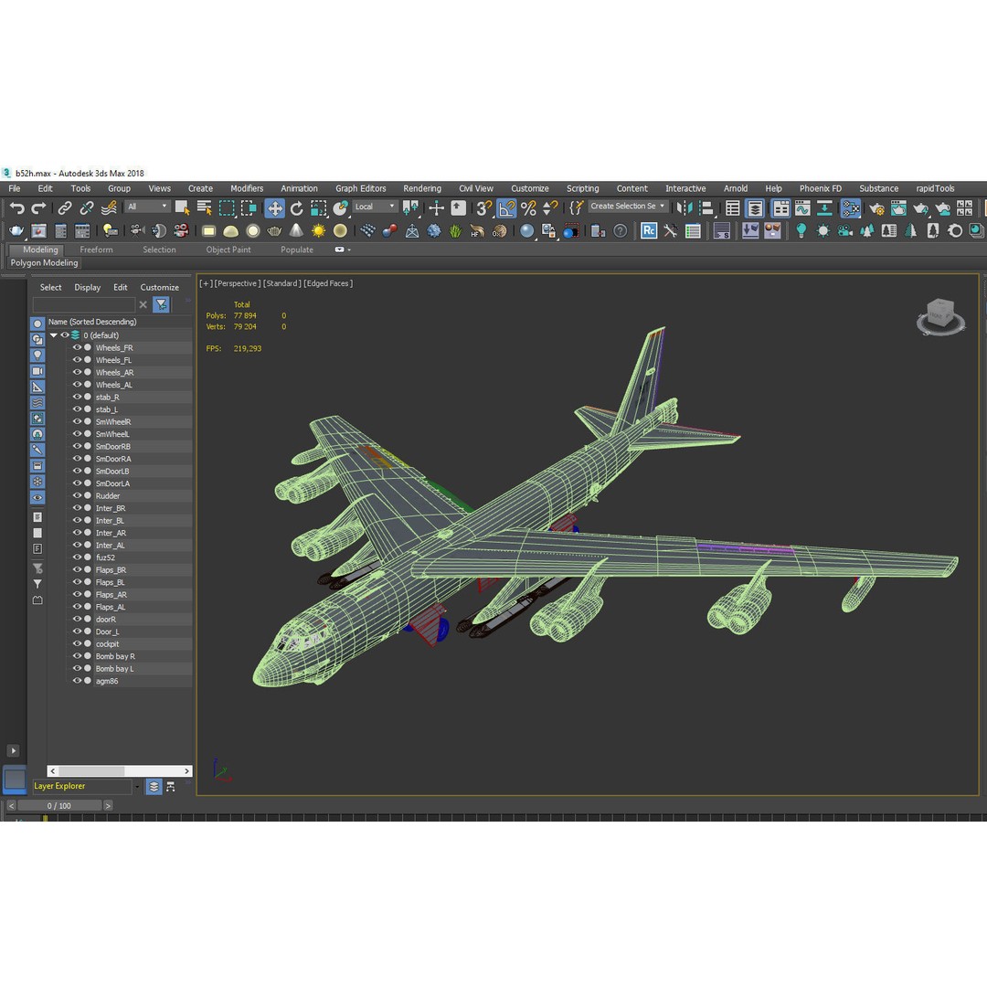 Boeing B-52H Stratofortress 3D Model – PBR Military Aircraft, FBX - View 31