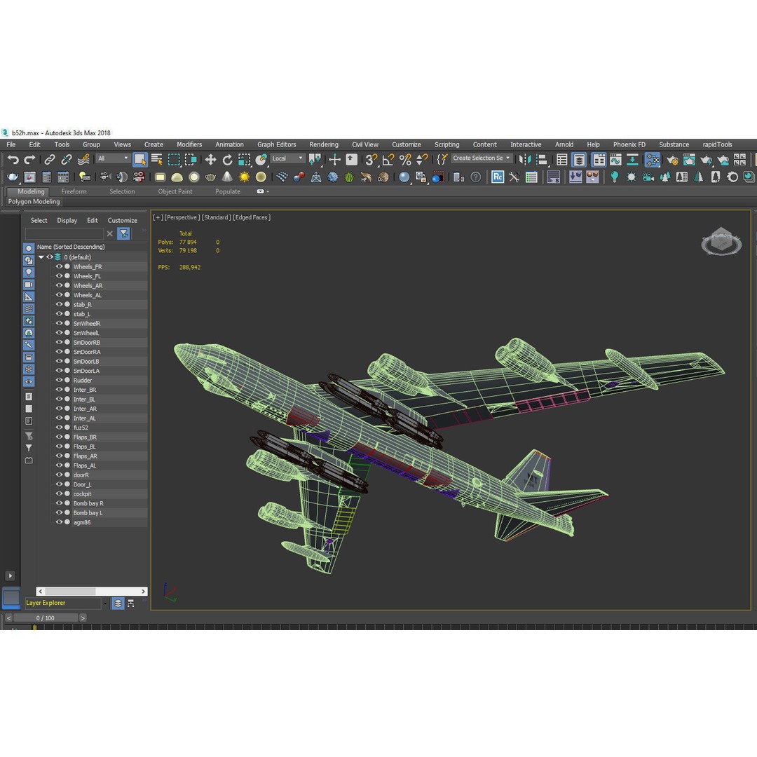 Boeing B-52H Stratofortress 3D Model – PBR Military Aircraft, FBX - View 32