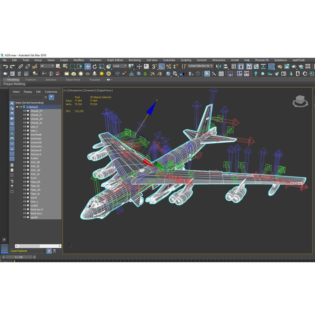 Boeing B-52H Stratofortress 3D Model – PBR Military Aircraft, FBX - View 33