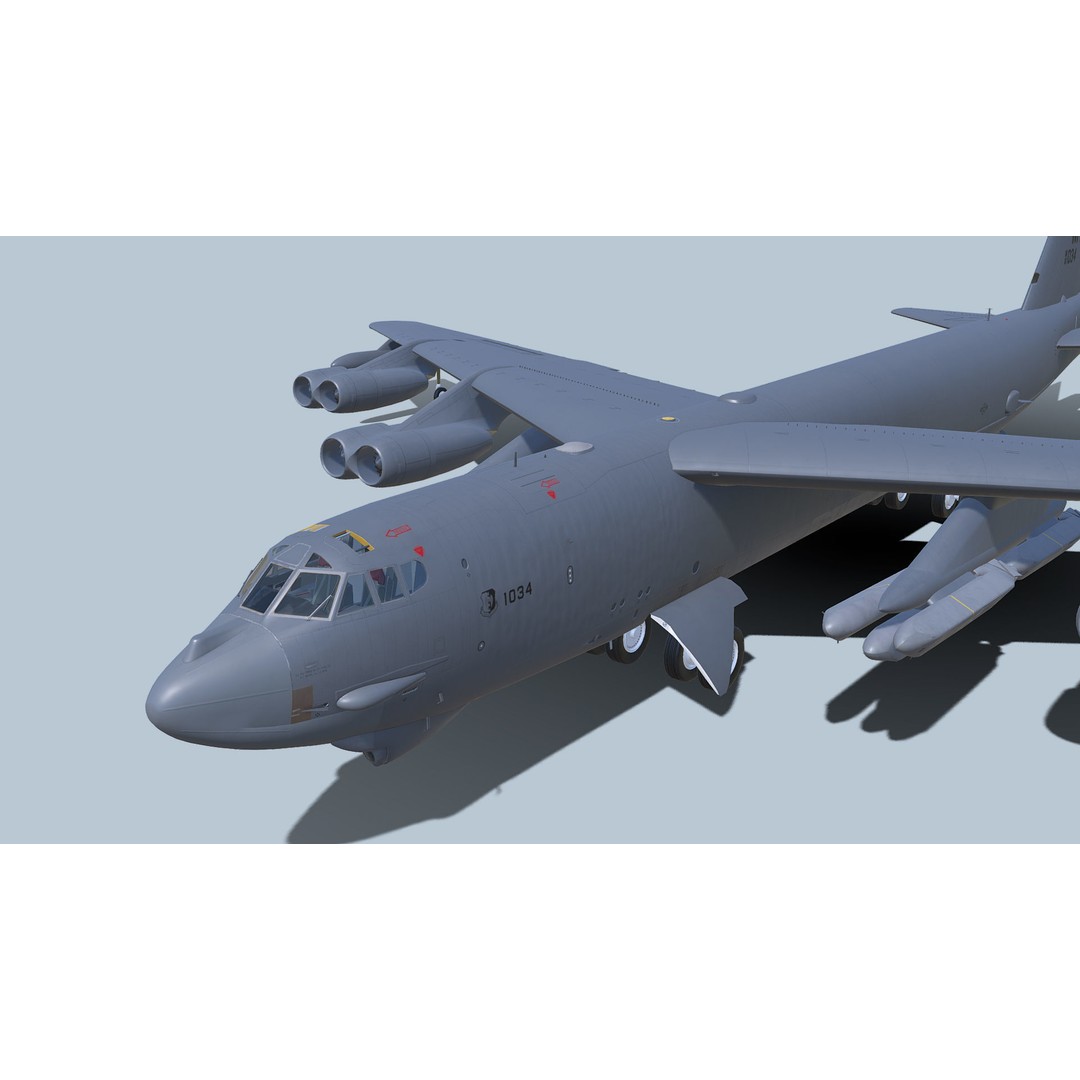 Boeing B-52H Stratofortress 3D Model – PBR Military Aircraft, FBX - View 5