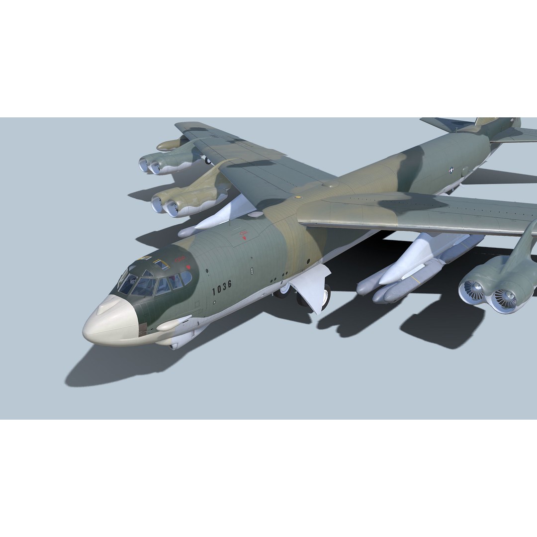 Boeing B-52H Stratofortress 3D Model – PBR Military Aircraft, FBX - View 6