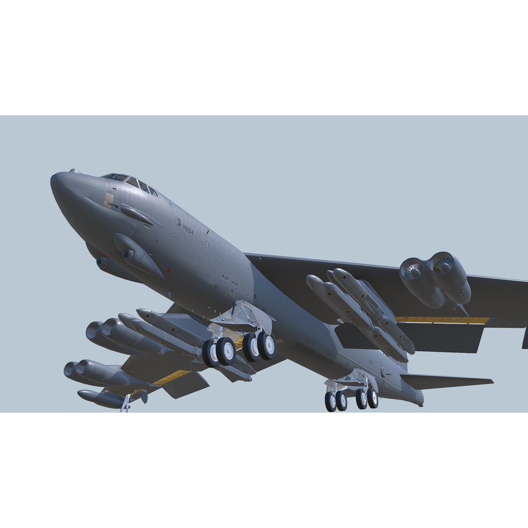 Boeing B-52H Stratofortress 3D Model – PBR Military Aircraft, FBX - View 7