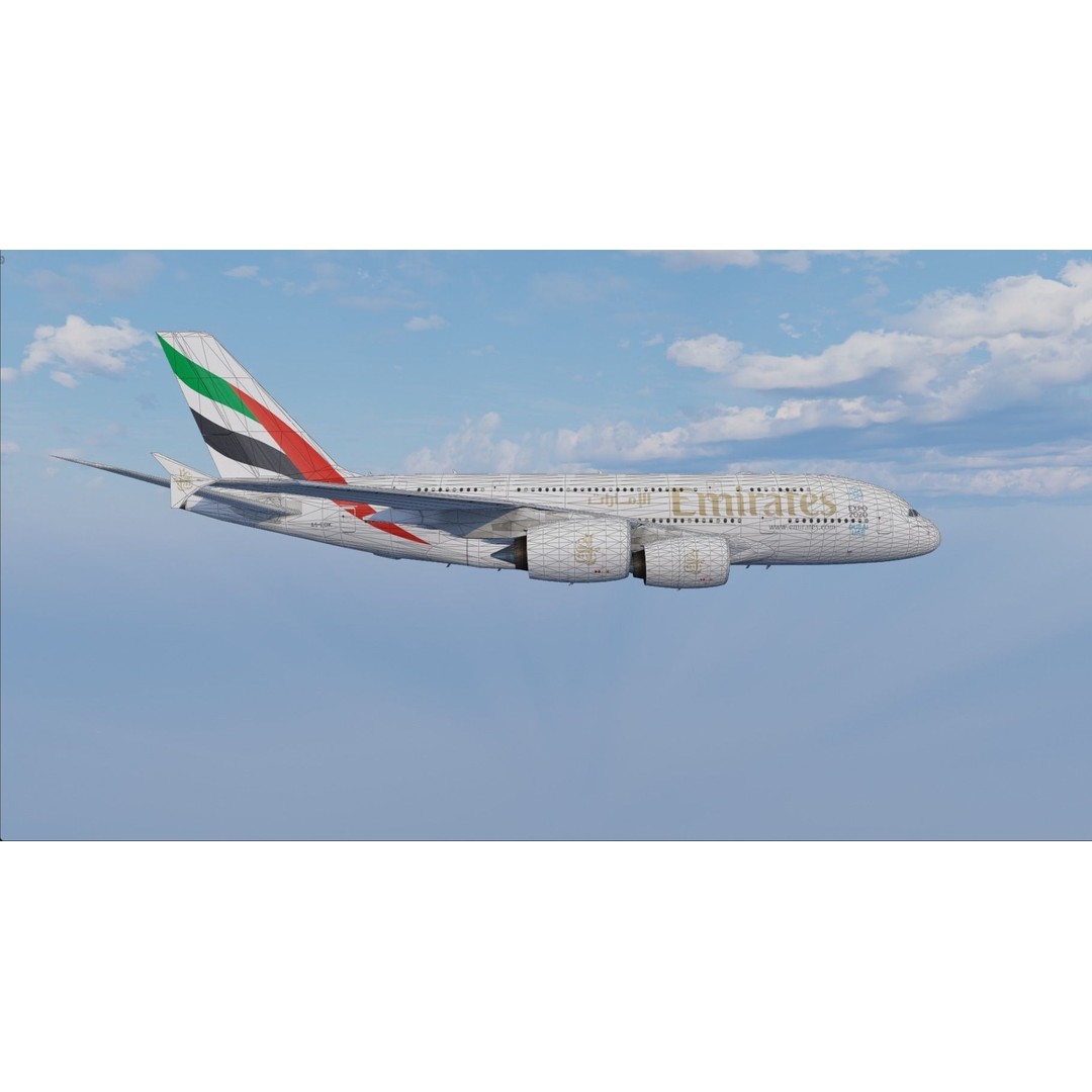 Airbus A380 3D Model – Low Poly Animated Aircraft, FBX, Blender