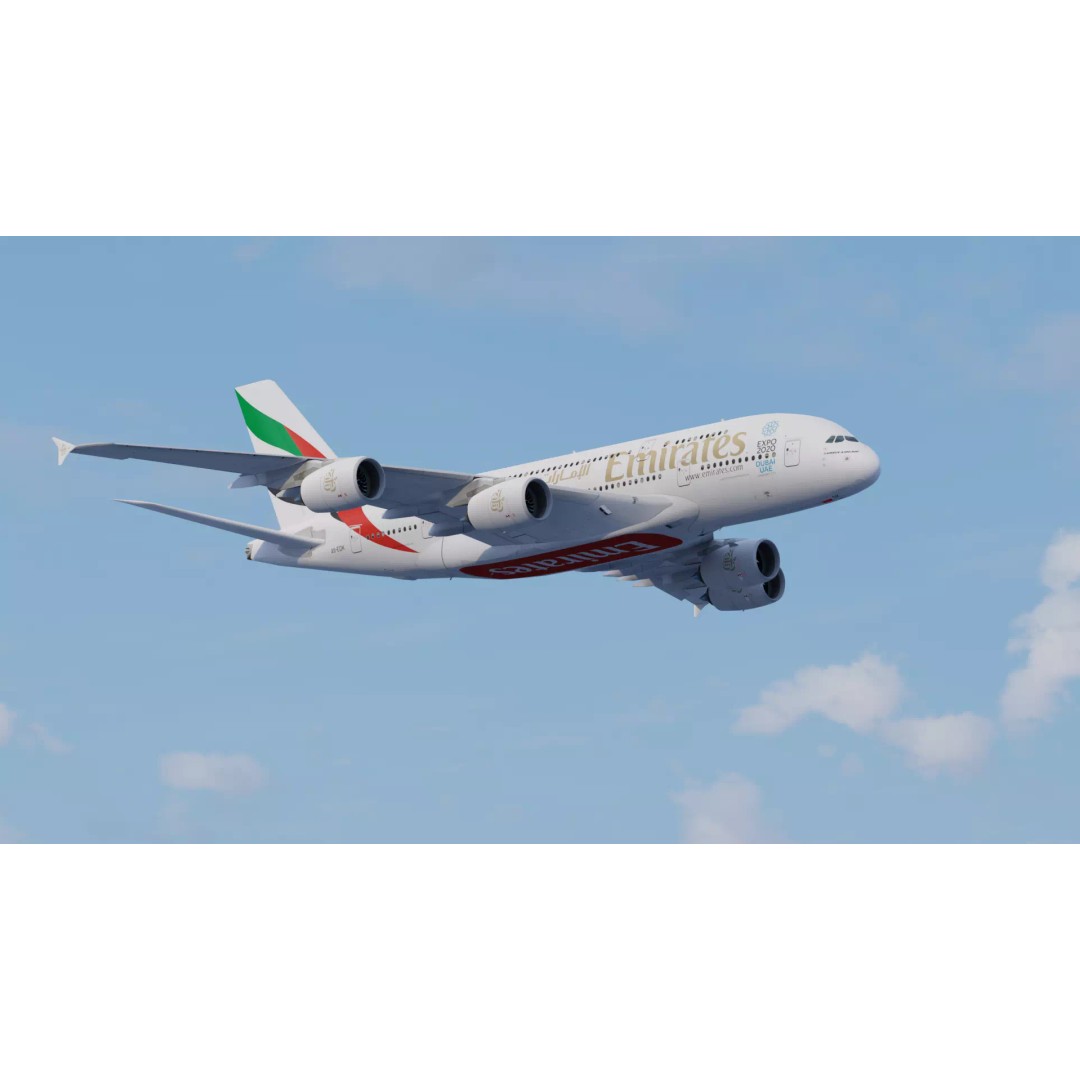 Airbus A380 3D Model – Low Poly Animated Aircraft, FBX, Blender - View 2