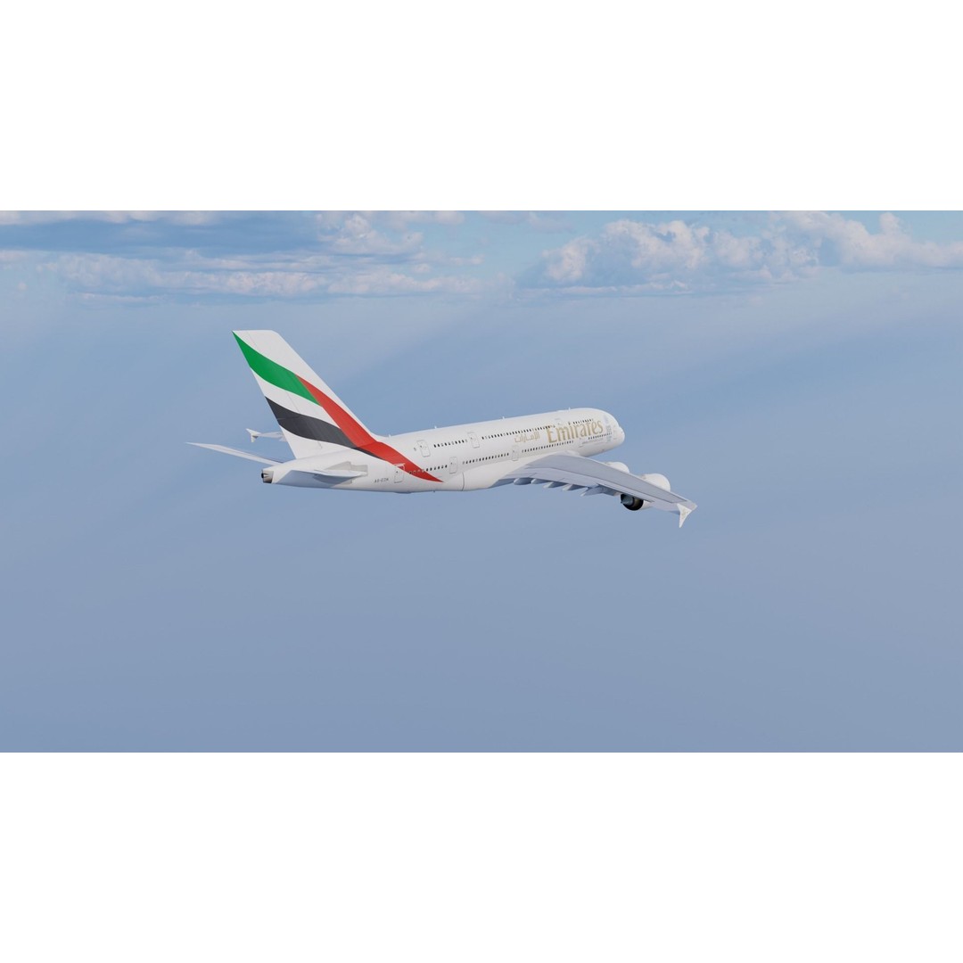 Airbus A380 3D Model – Low Poly Animated Aircraft, FBX, Blender - View 4