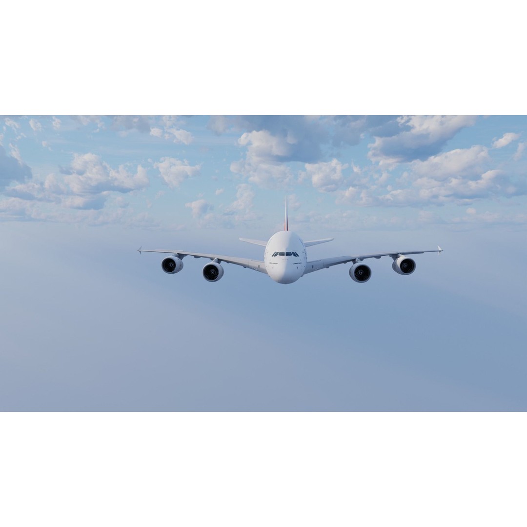 Airbus A380 3D Model – Low Poly Animated Aircraft, FBX, Blender - View 5