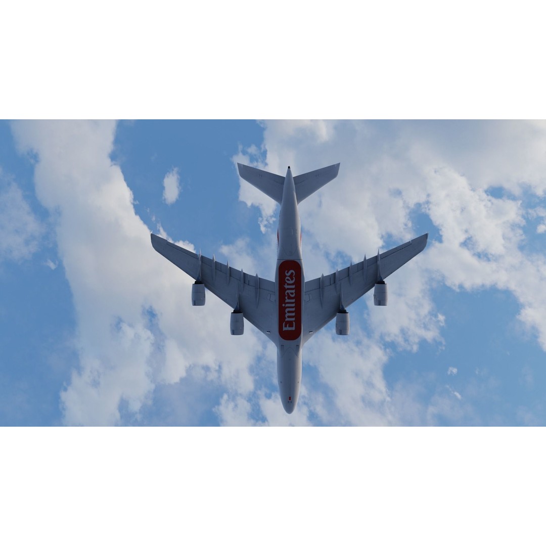 Airbus A380 3D Model – Low Poly Animated Aircraft, FBX, Blender - View 6