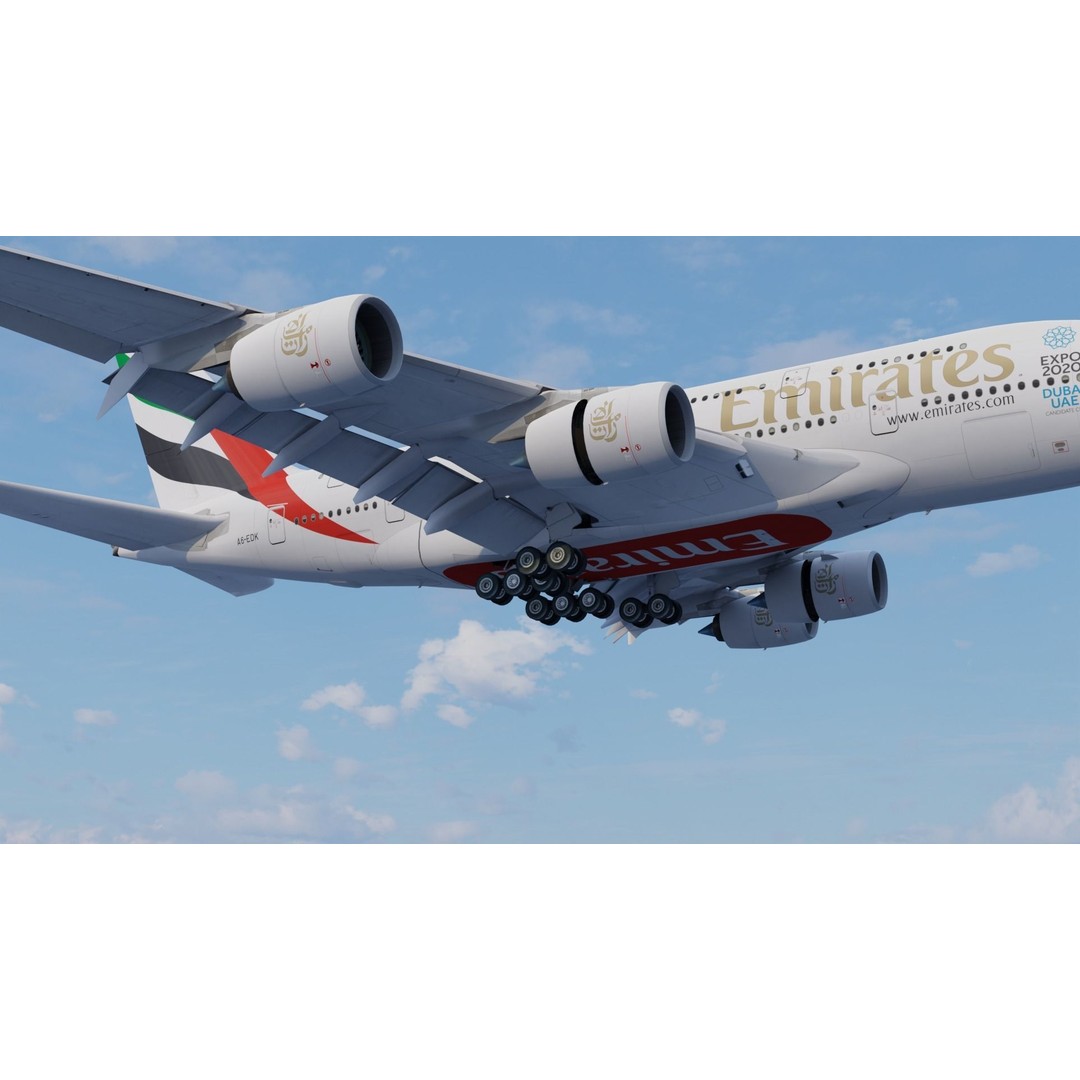 Airbus A380 3D Model – Low Poly Animated Aircraft, FBX, Blender - View 7