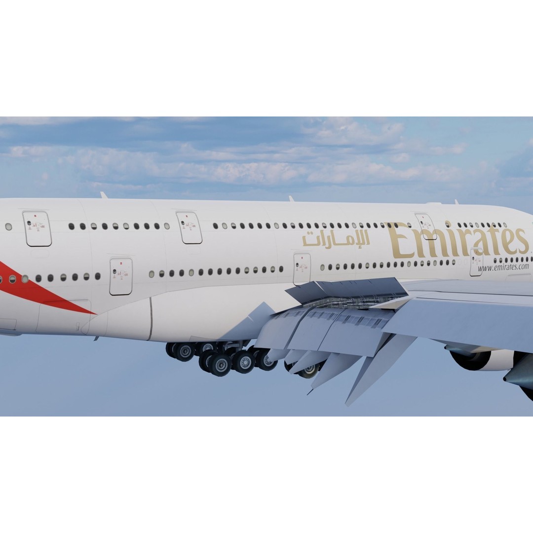 Airbus A380 3D Model – Low Poly Animated Aircraft, FBX, Blender - View 8