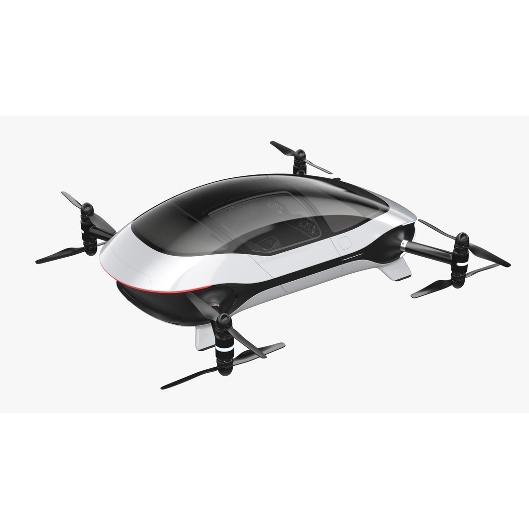 Autonomous Flying Taxi 3D Model – Subdivision Ready, FBX, Blender - View 13