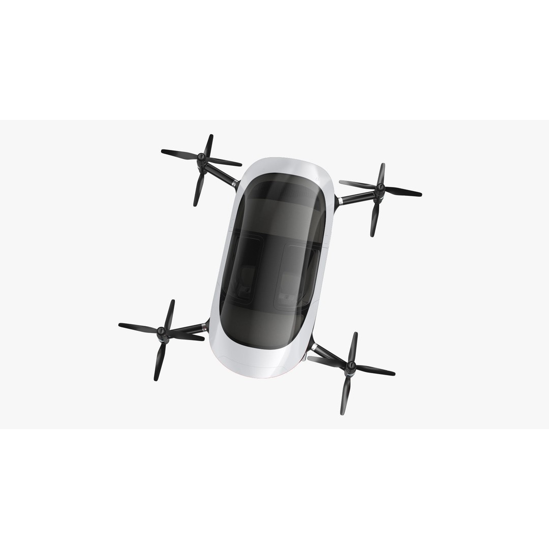 Autonomous Flying Taxi 3D Model – Subdivision Ready, FBX, Blender - View 14