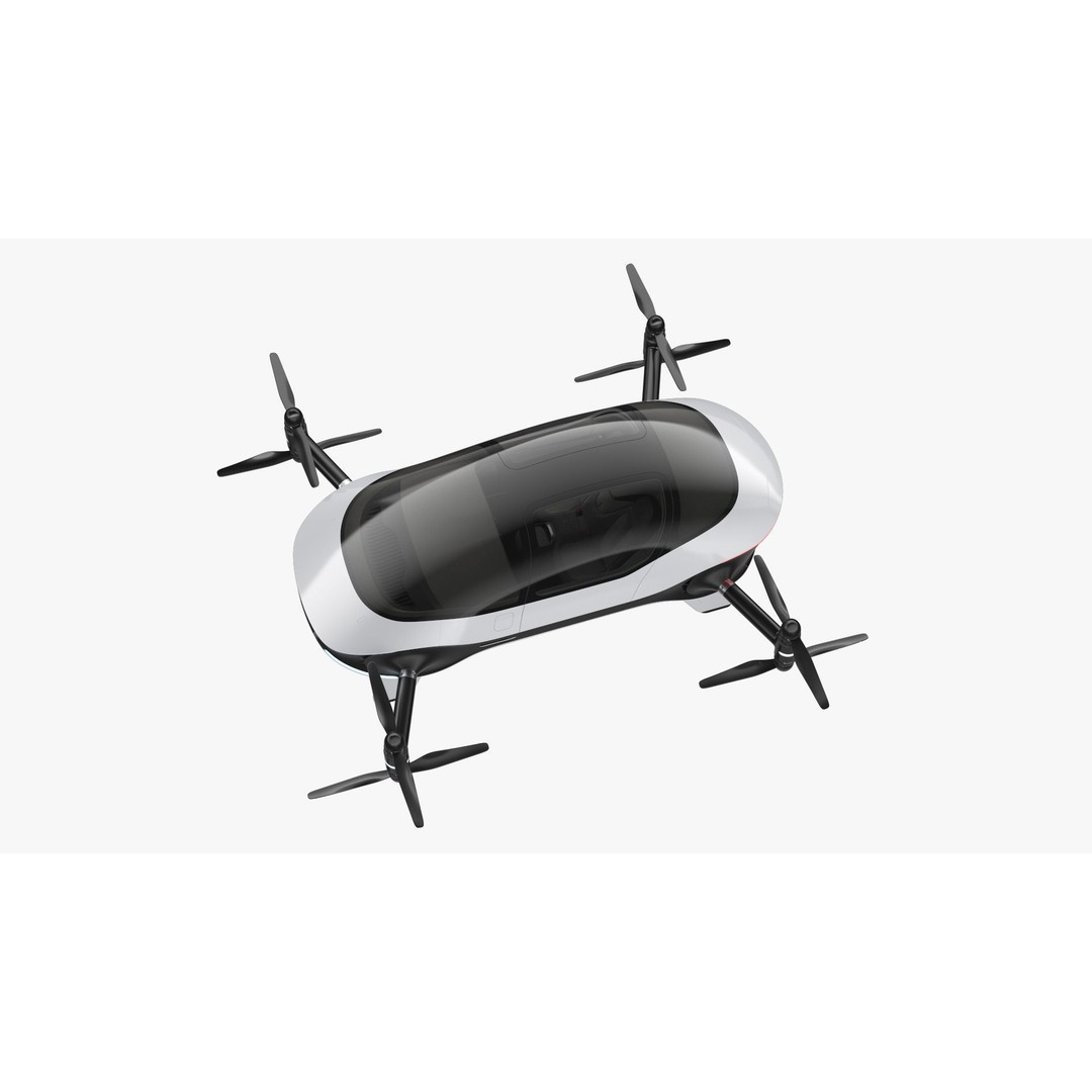 Autonomous Flying Taxi 3D Model – Subdivision Ready, FBX, Blender - View 15
