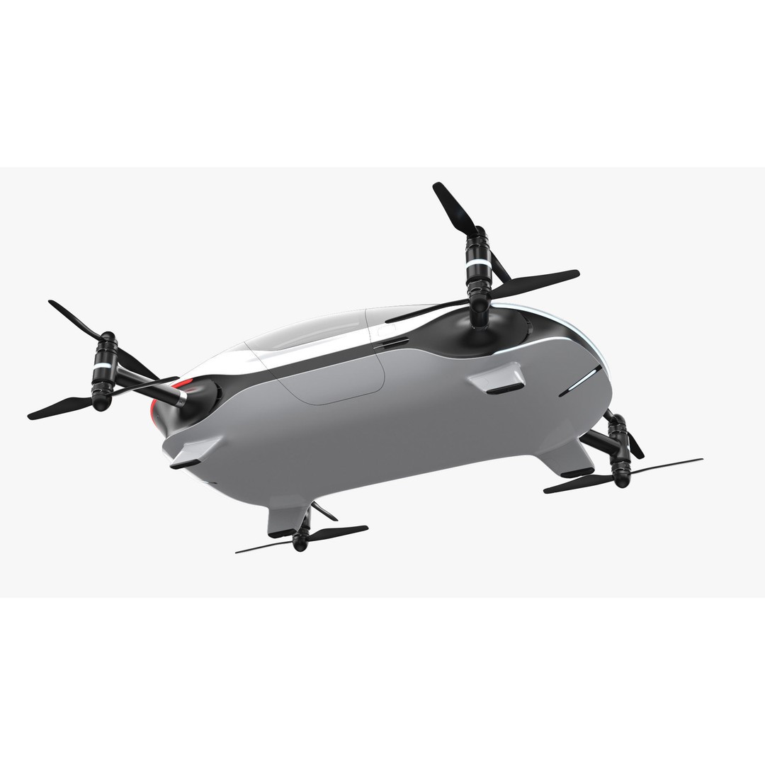 Autonomous Flying Taxi 3D Model – Subdivision Ready, FBX, Blender - View 16