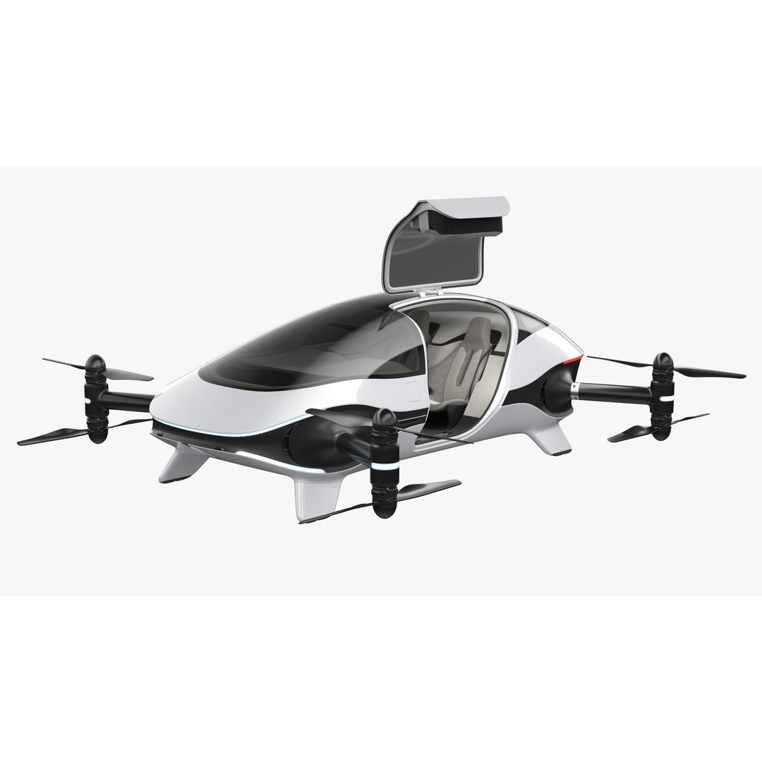 Autonomous Flying Taxi 3D Model – Subdivision Ready, FBX, Blender - View 20