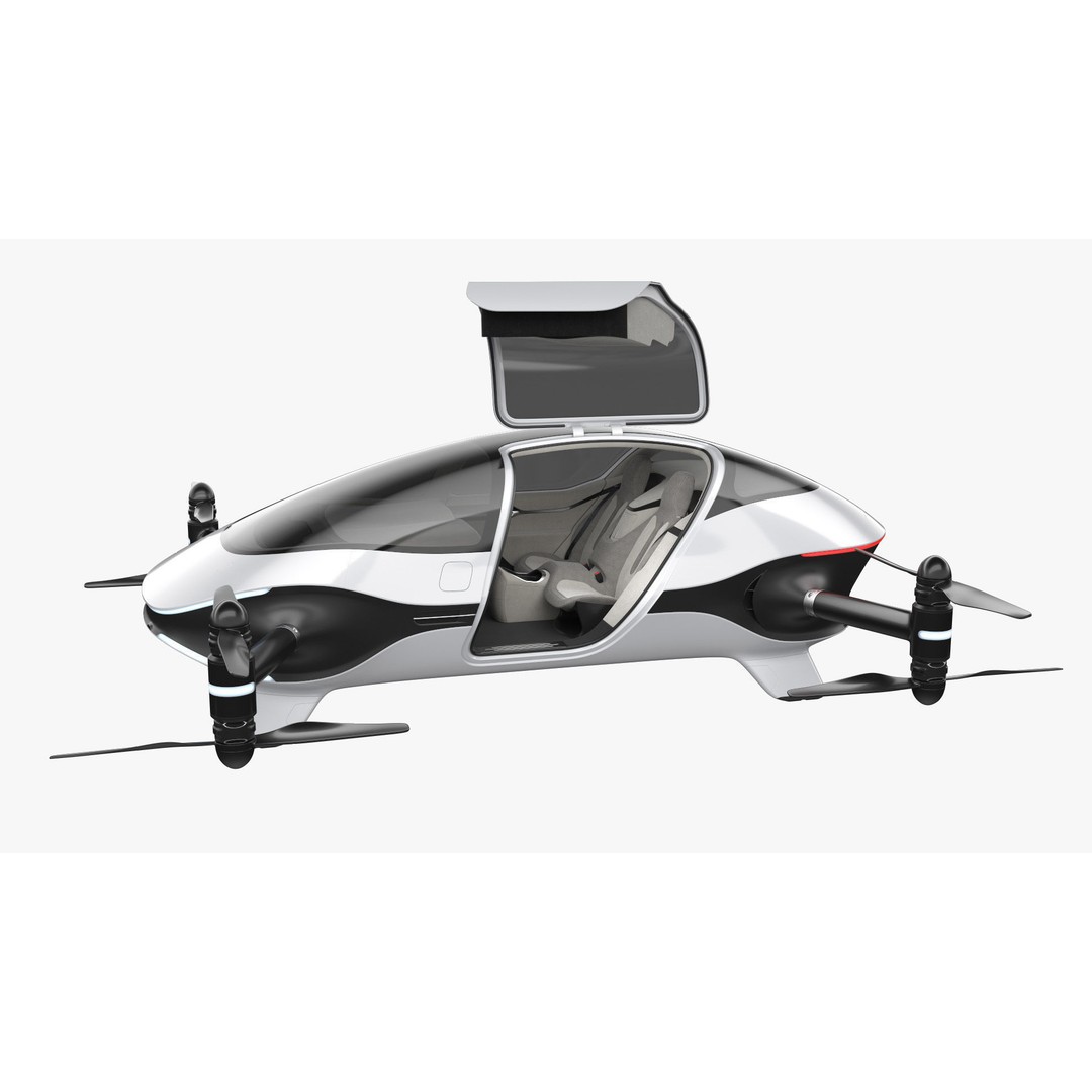 Autonomous Flying Taxi 3D Model – Subdivision Ready, FBX, Blender - View 21