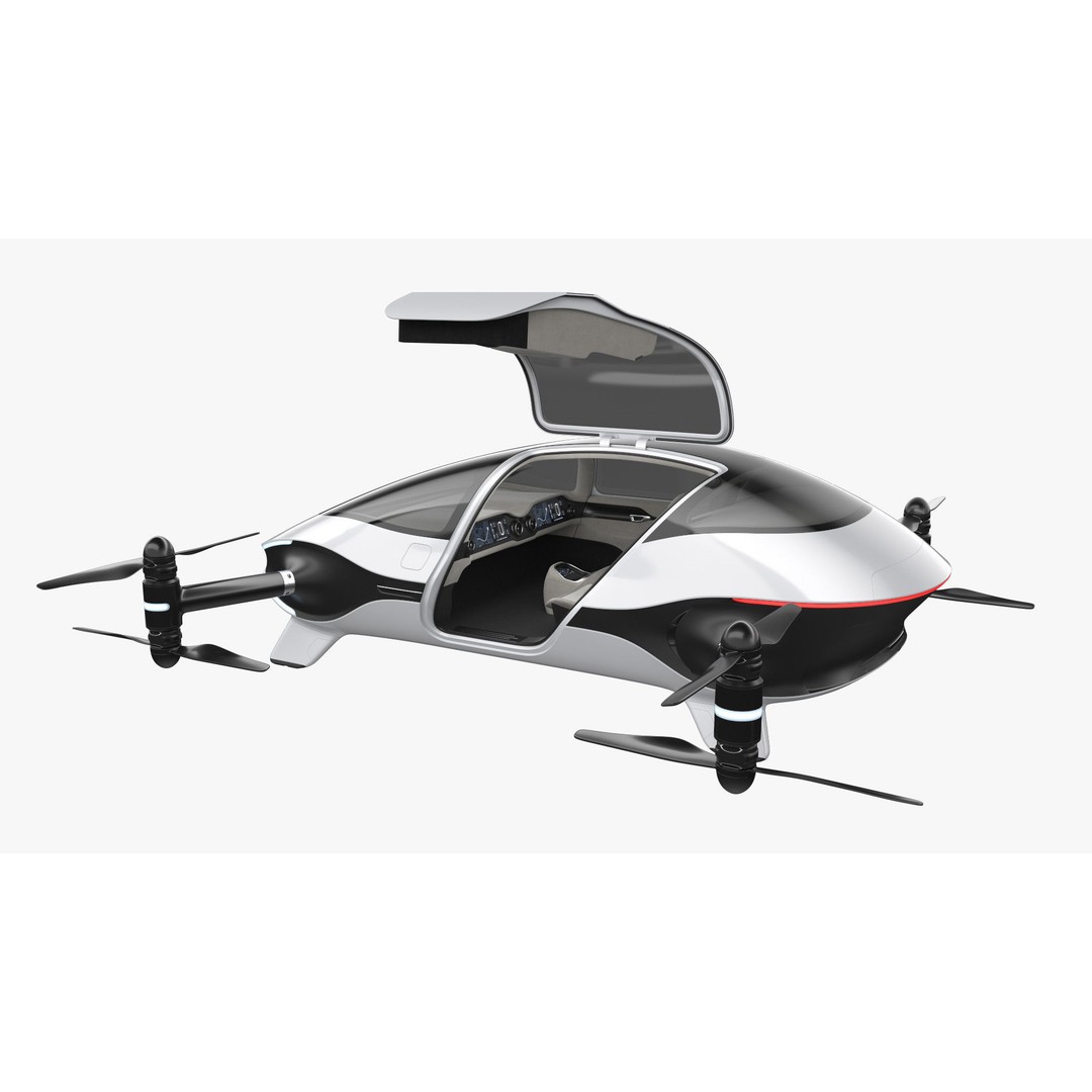 Autonomous Flying Taxi 3D Model – Subdivision Ready, FBX, Blender - View 22