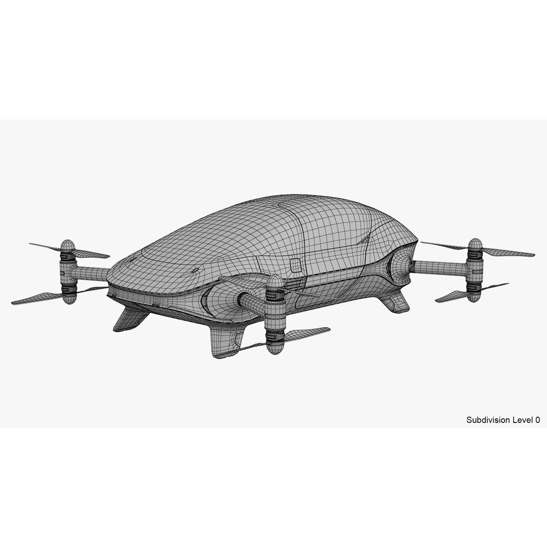 Autonomous Flying Taxi 3D Model – Subdivision Ready, FBX, Blender - View 25