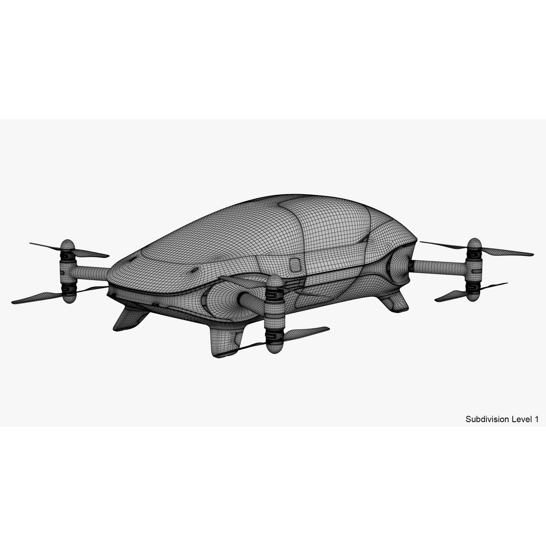Autonomous Flying Taxi 3D Model – Subdivision Ready, FBX, Blender - View 26
