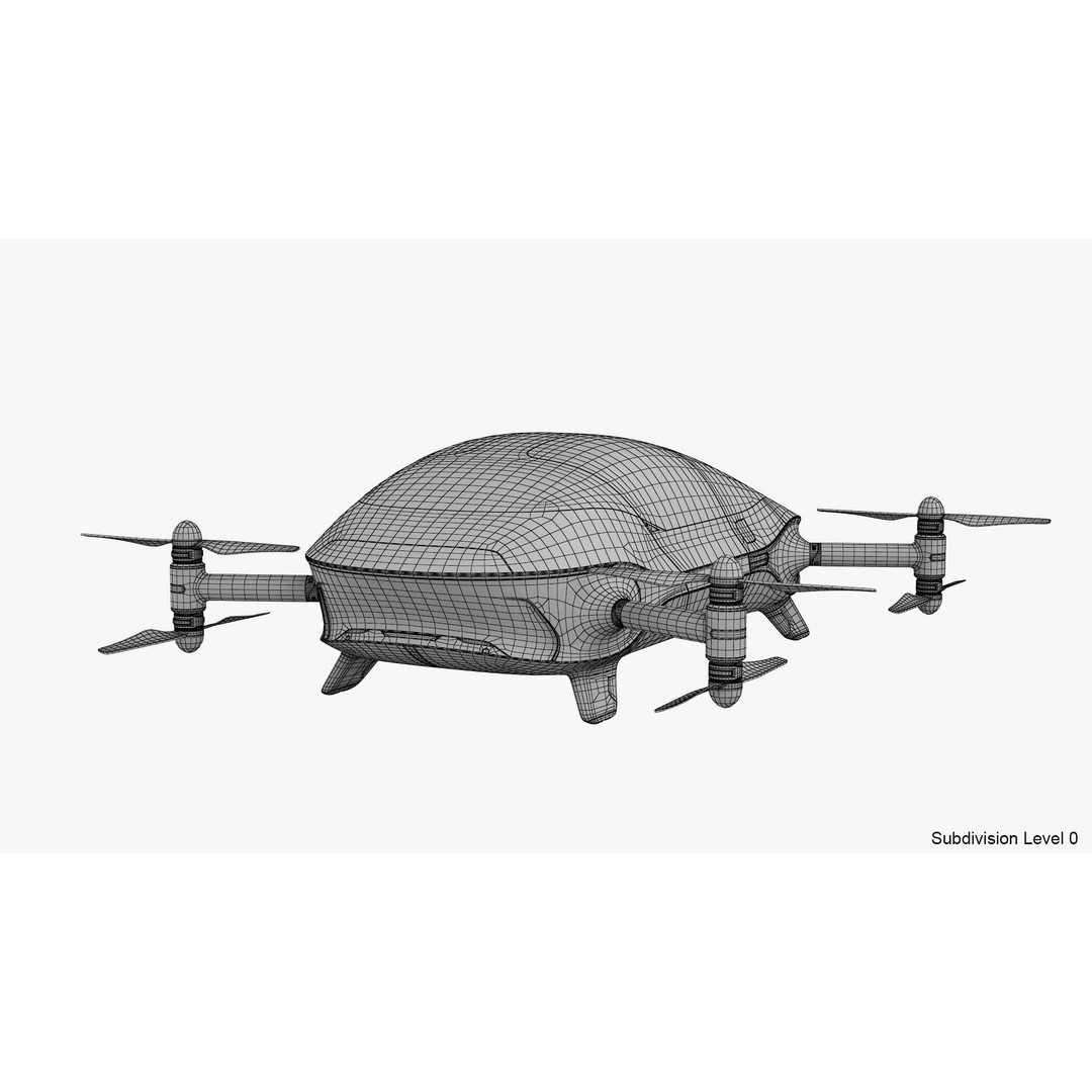 Autonomous Flying Taxi 3D Model – Subdivision Ready, FBX, Blender - View 27