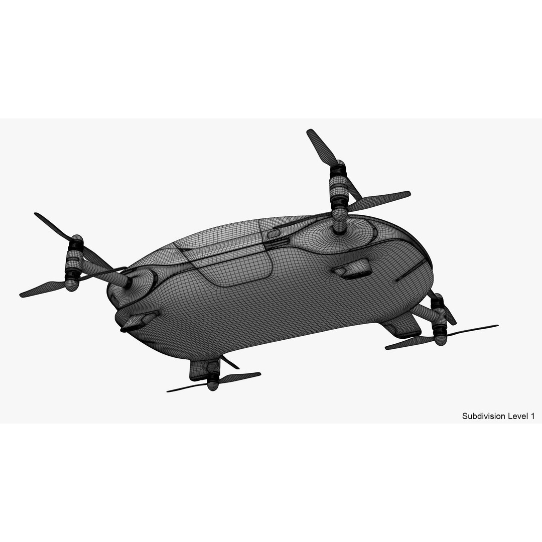 Autonomous Flying Taxi 3D Model – Subdivision Ready, FBX, Blender - View 30