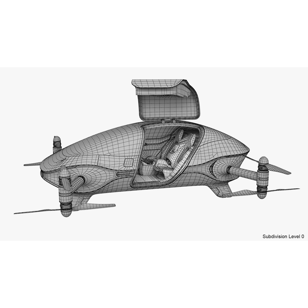 Autonomous Flying Taxi 3D Model – Subdivision Ready, FBX, Blender - View 31