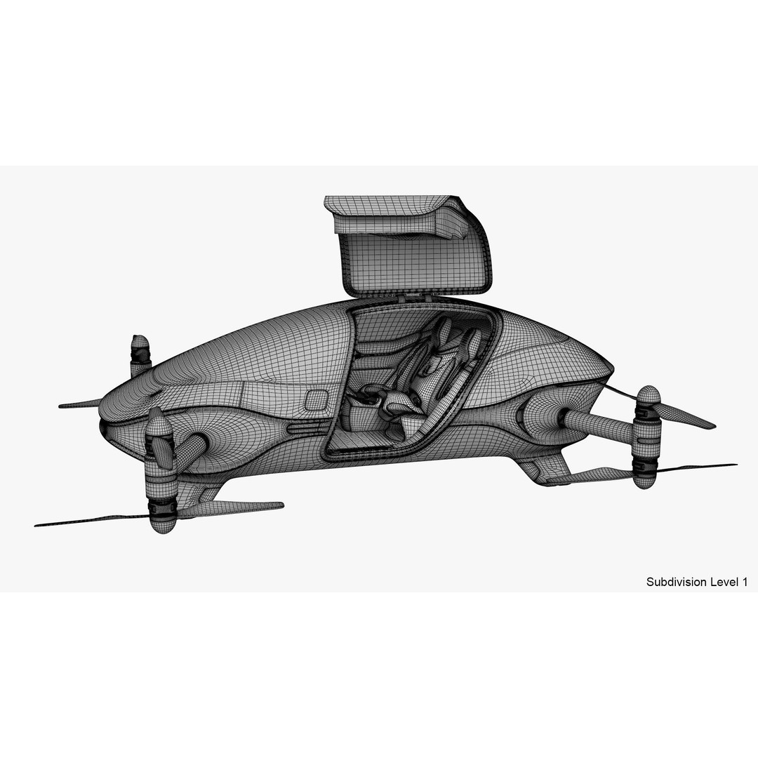 Autonomous Flying Taxi 3D Model – Subdivision Ready, FBX, Blender - View 32