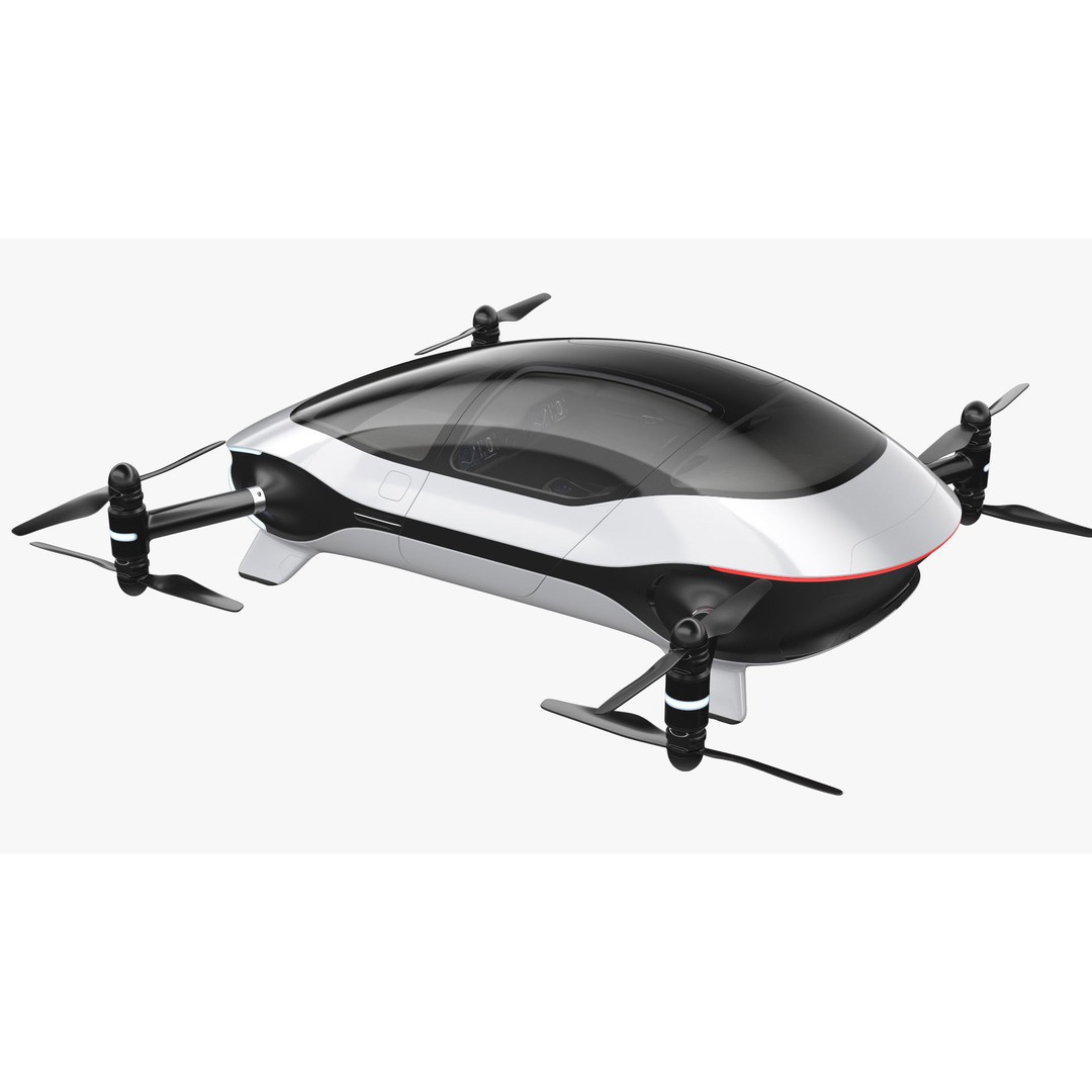 Autonomous Flying Taxi 3D Model – Subdivision Ready, FBX, Blender - View 8