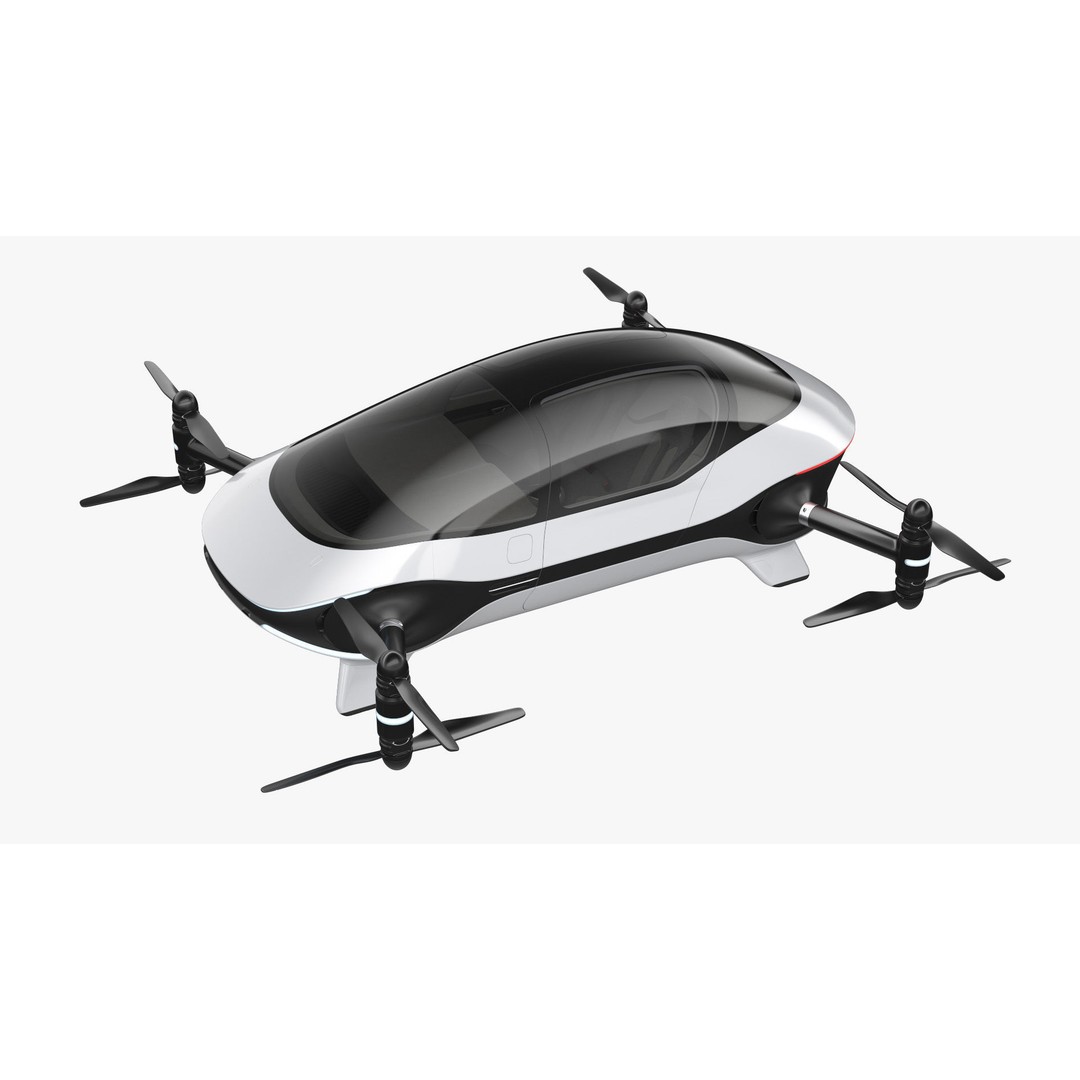 Autonomous Flying Taxi 3D Model – Subdivision Ready, FBX, Blender - View 9