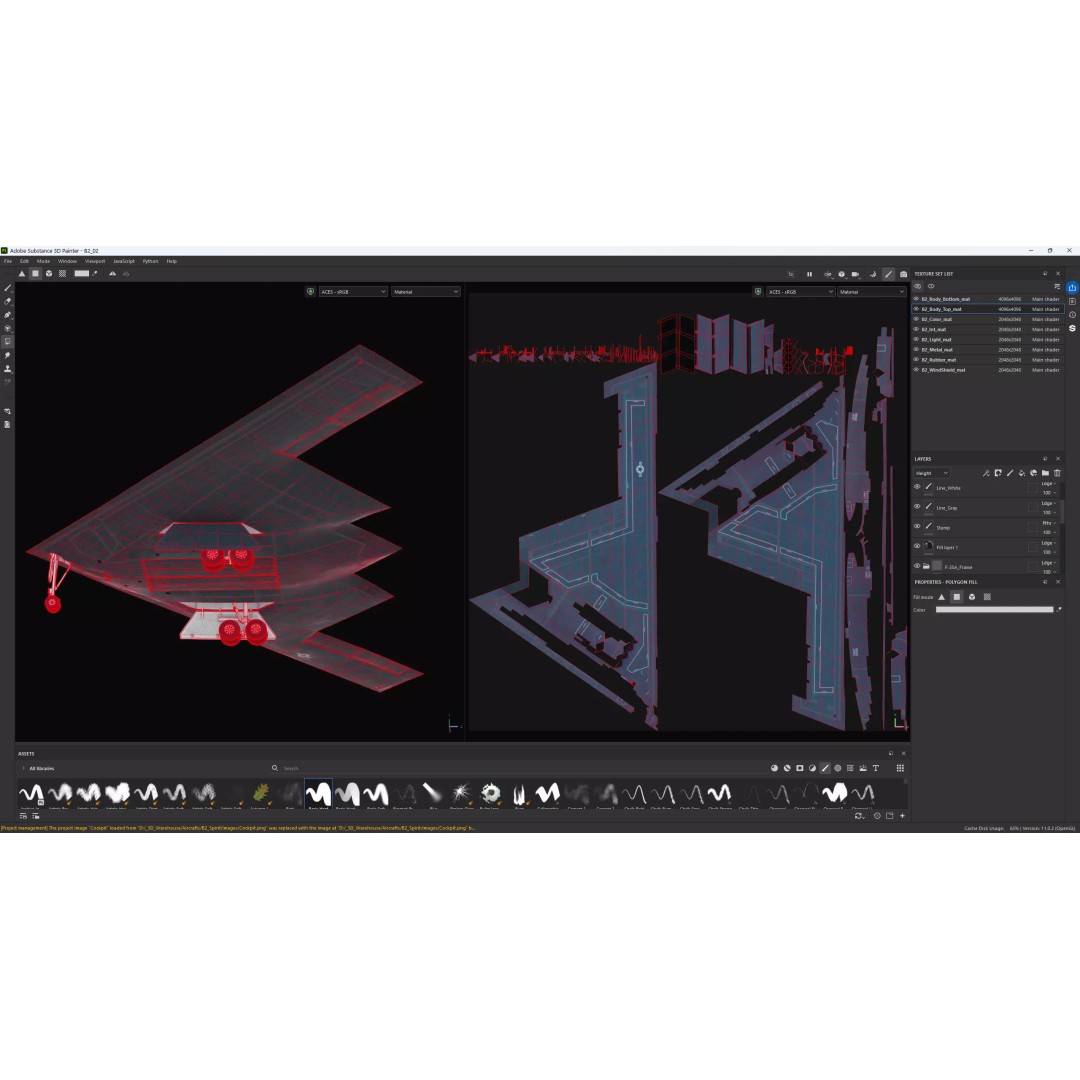 Northrop B-2 Spirit Bomber 3D Model – High-Resolution PBR Asset, FBX, OBJ - View 11