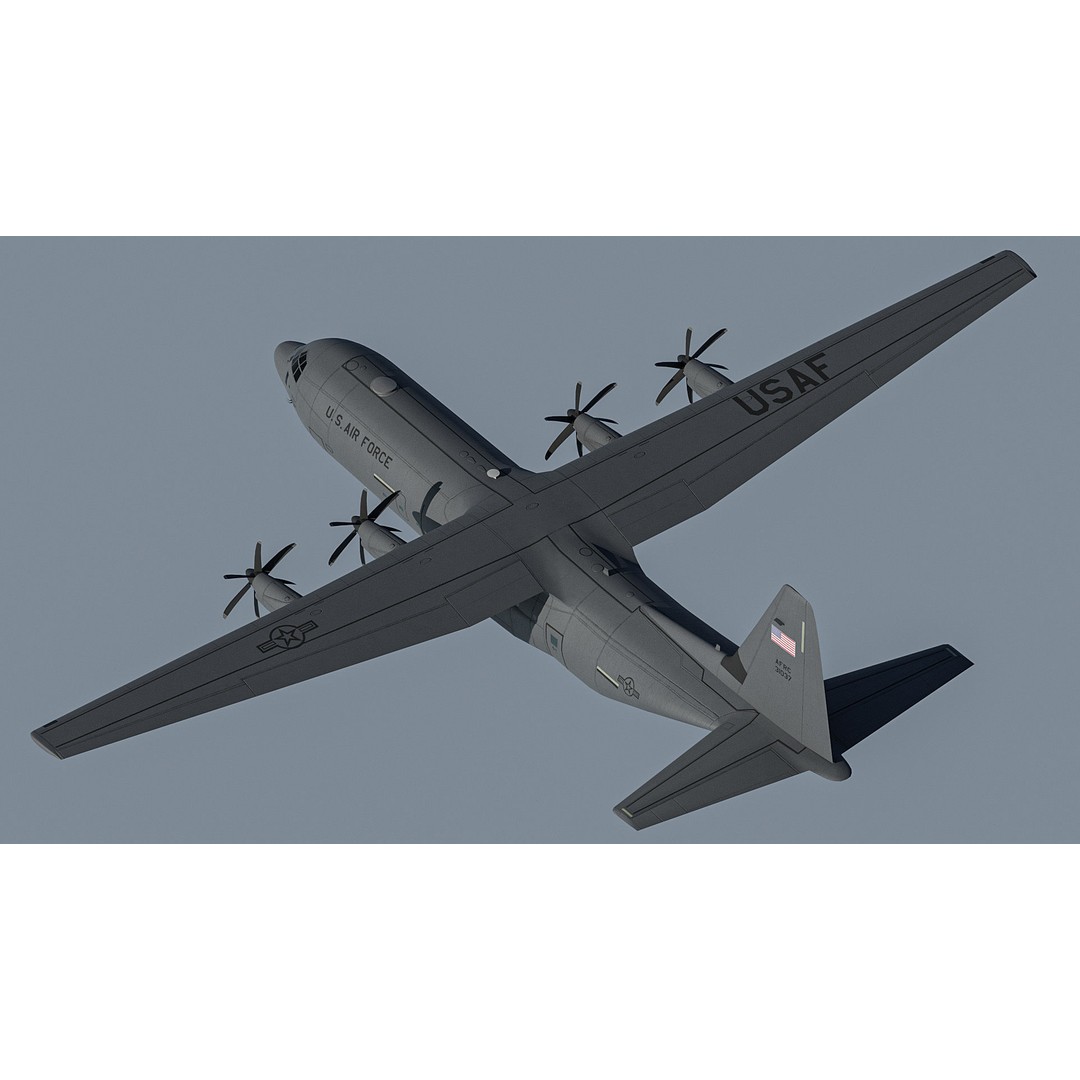 C130 Super Hercules 3D Model – Low Poly Aircraft Asset, FBX - View 13