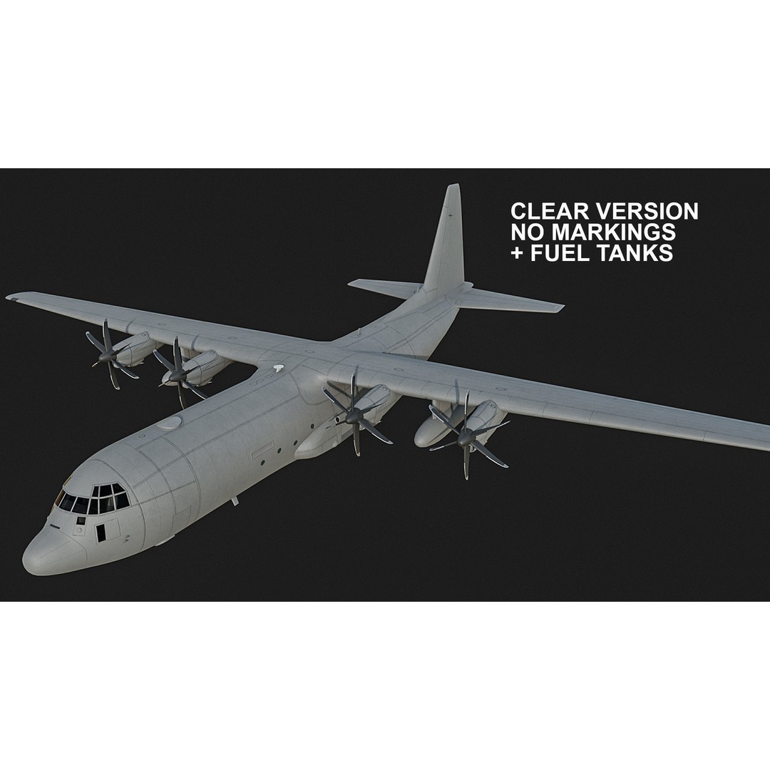 C130 Super Hercules 3D Model – Low Poly Aircraft Asset, FBX - View 15