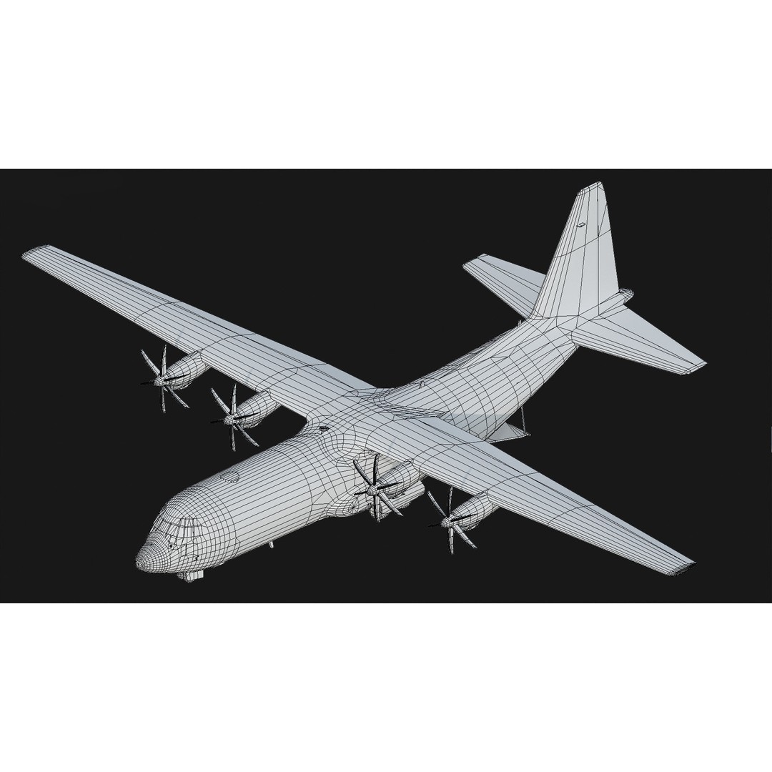 C130 Super Hercules 3D Model – Low Poly Aircraft Asset, FBX - View 16