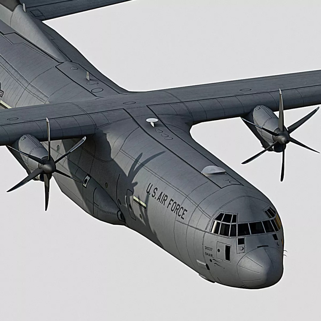 C130 Super Hercules 3D Model – Low Poly Aircraft Asset, FBX - View 2