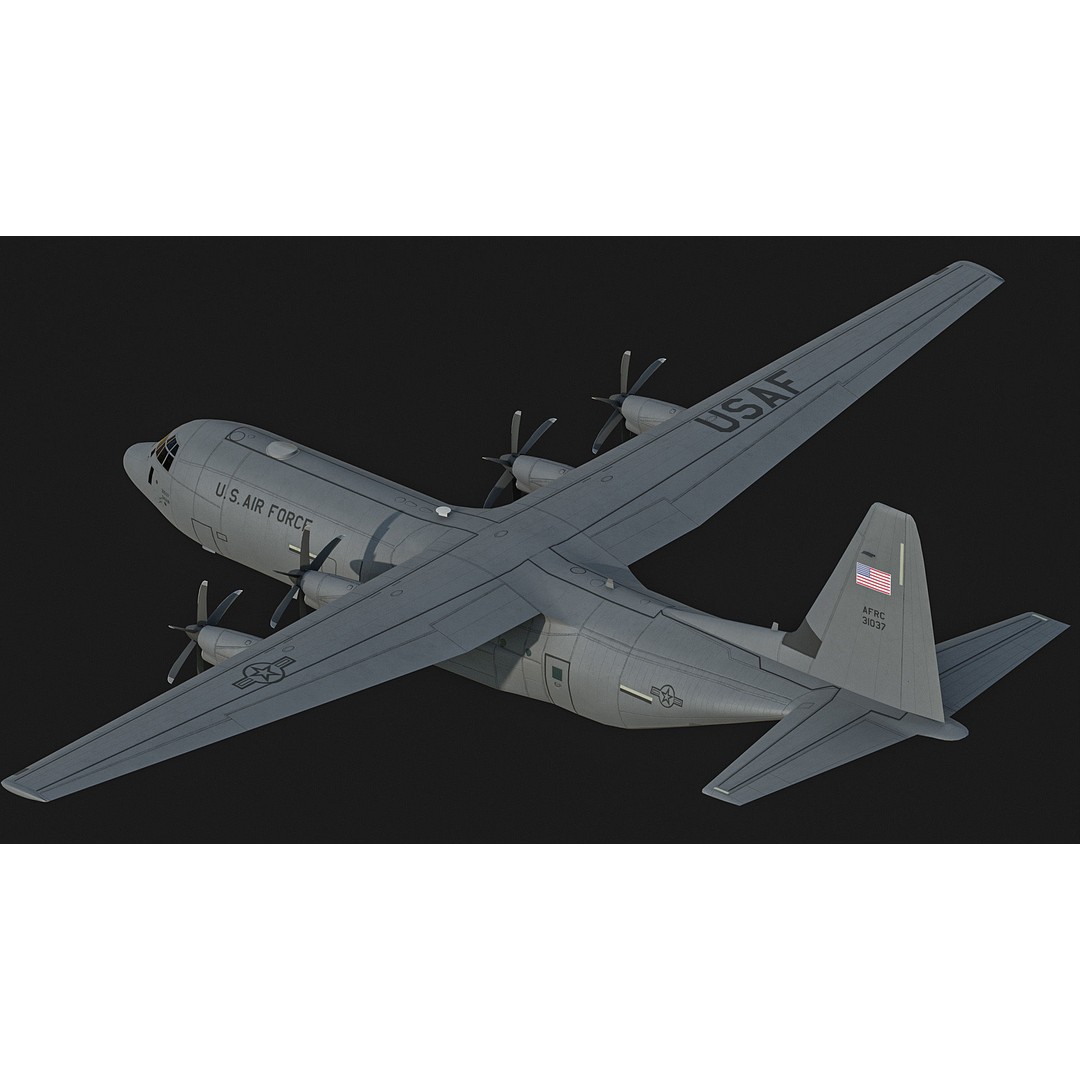 C130 Super Hercules 3D Model – Low Poly Aircraft Asset, FBX - View 4